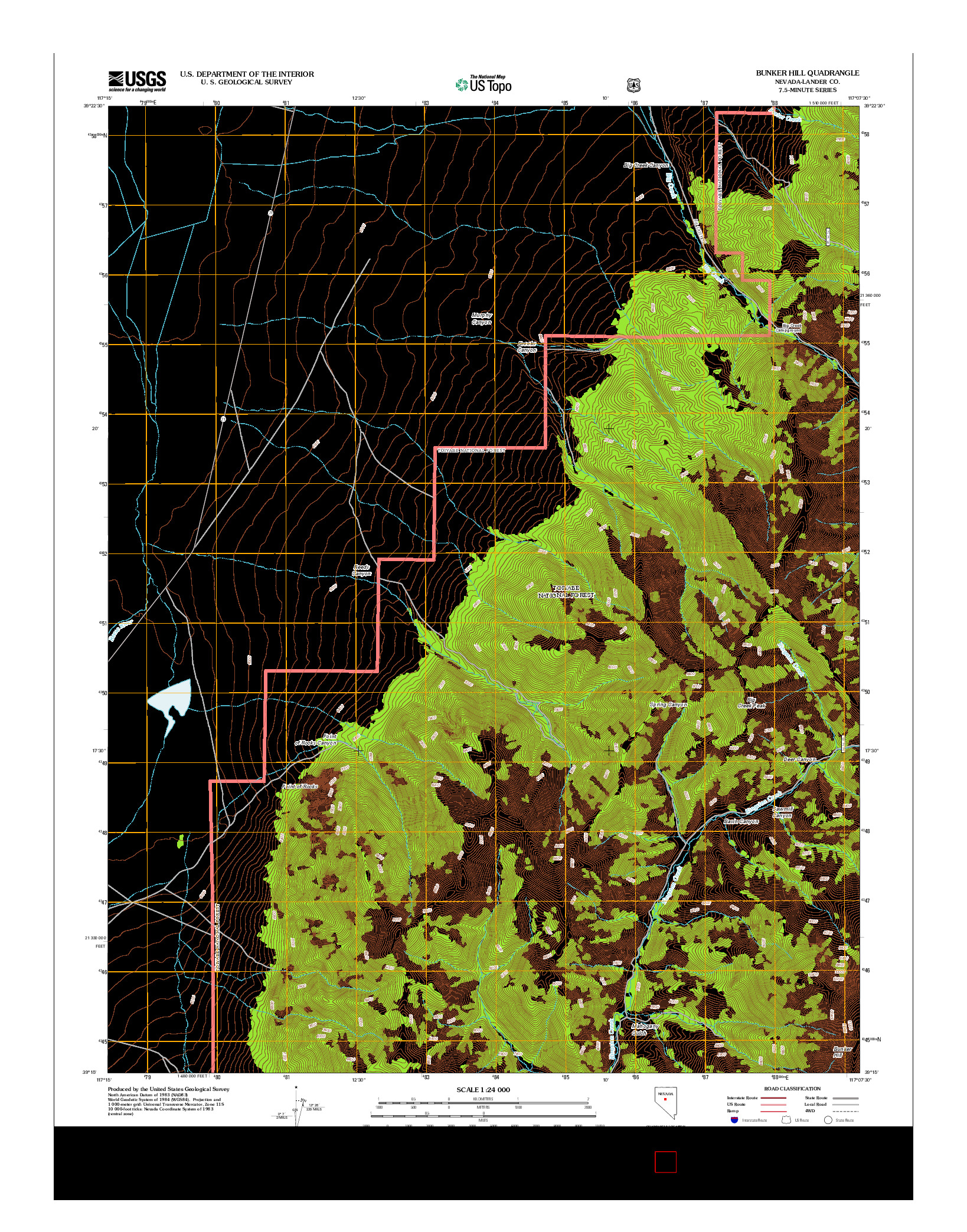 USGS US TOPO 7.5-MINUTE MAP FOR BUNKER HILL, NV 2012