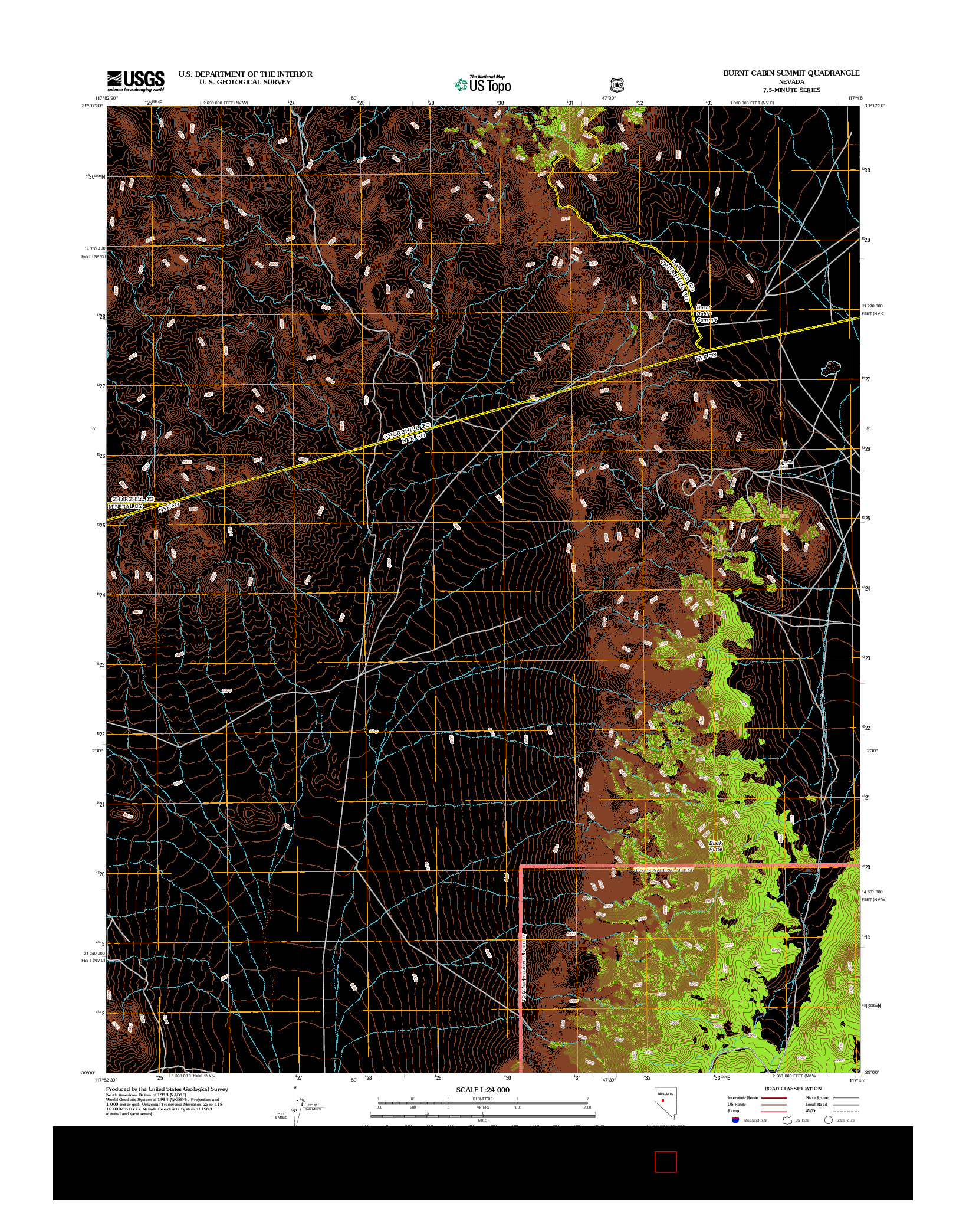 USGS US TOPO 7.5-MINUTE MAP FOR BURNT CABIN SUMMIT, NV 2012