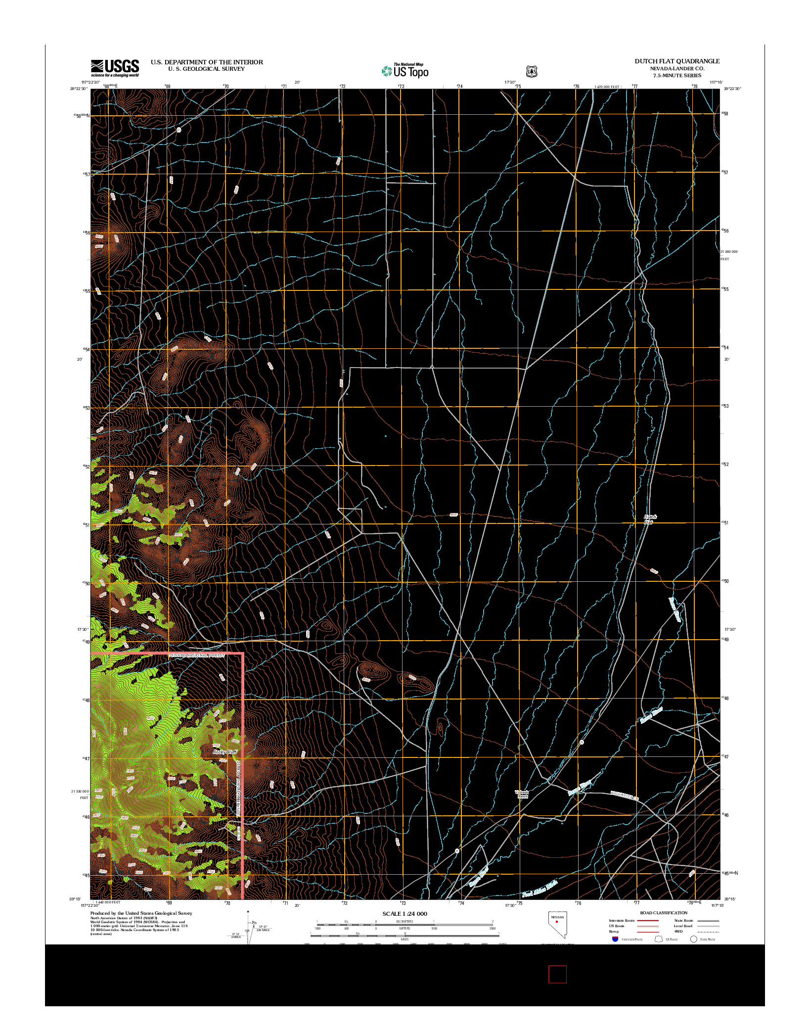 USGS US TOPO 7.5-MINUTE MAP FOR DUTCH FLAT, NV 2012