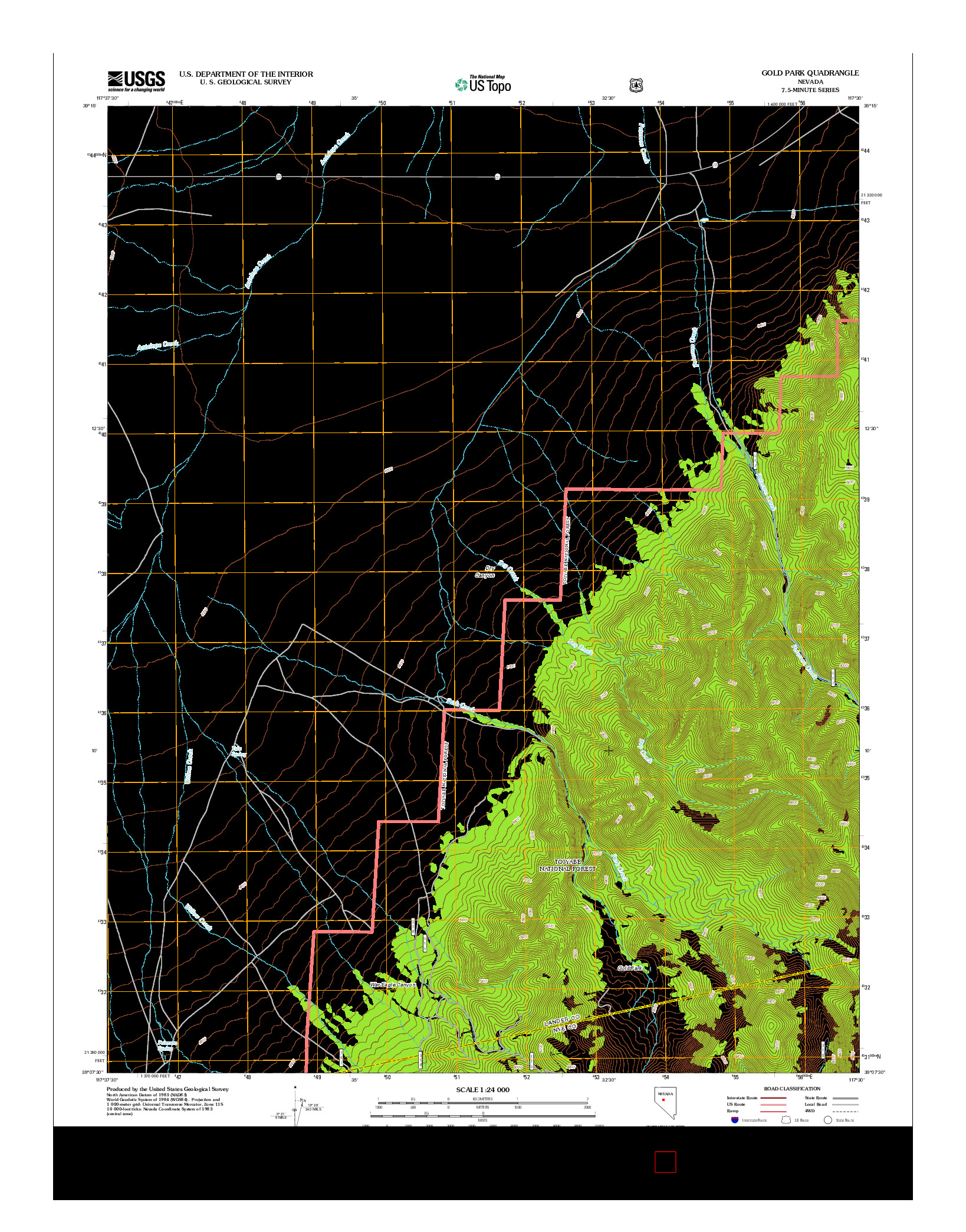 USGS US TOPO 7.5-MINUTE MAP FOR GOLD PARK, NV 2012