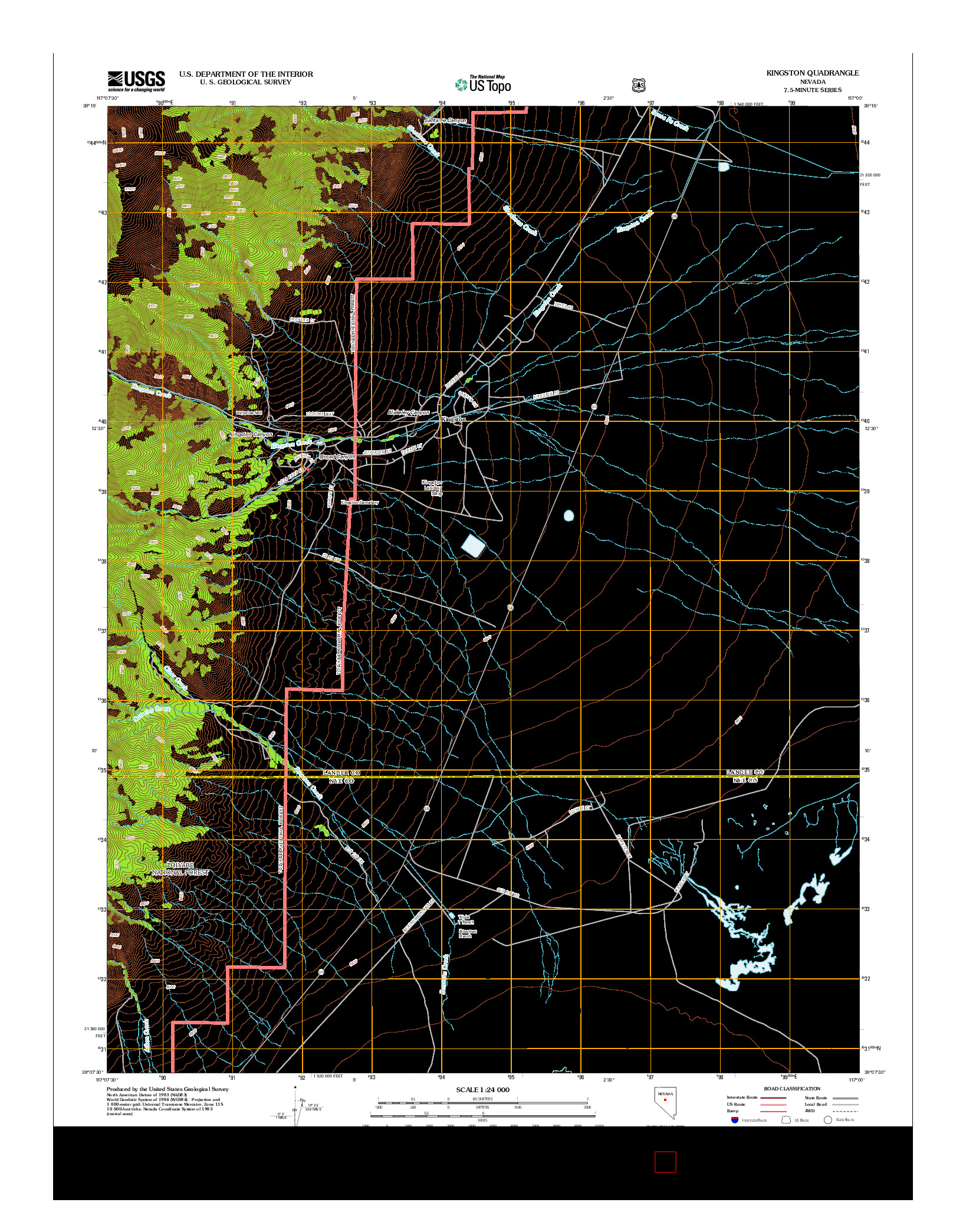 USGS US TOPO 7.5-MINUTE MAP FOR KINGSTON, NV 2012