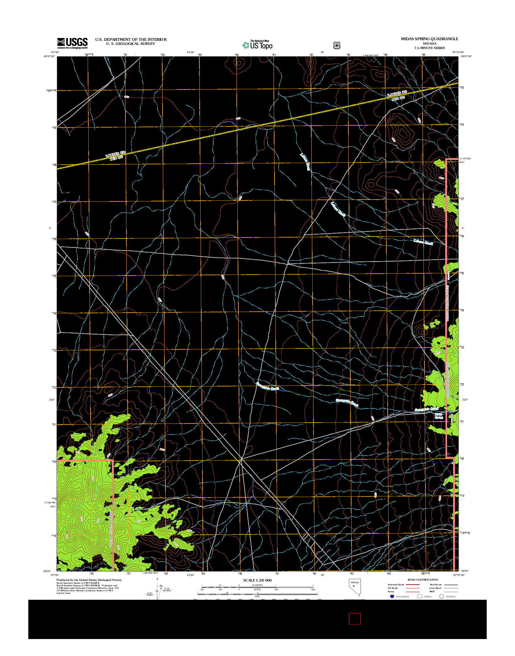 USGS US TOPO 7.5-MINUTE MAP FOR MIDAS SPRING, NV 2012