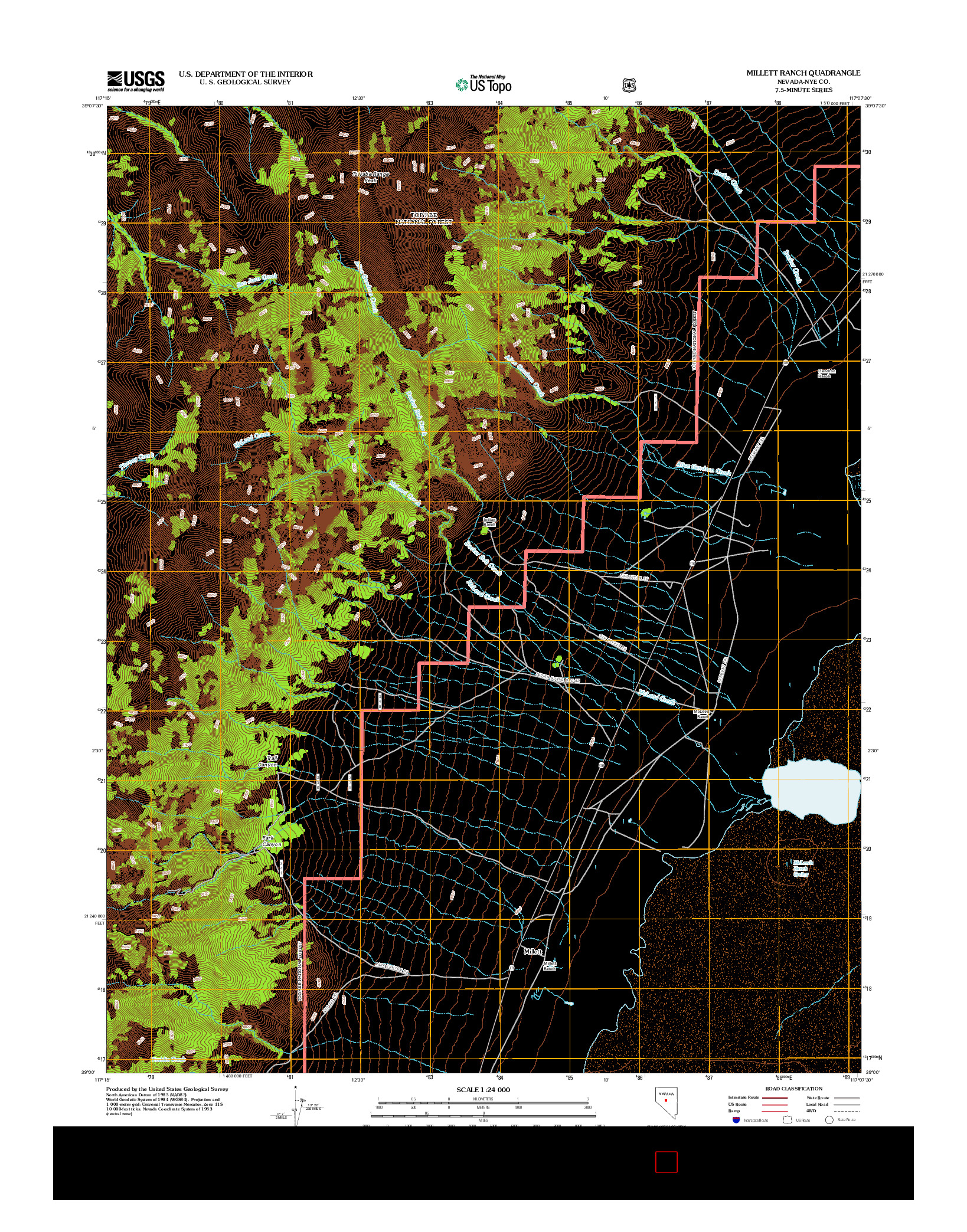 USGS US TOPO 7.5-MINUTE MAP FOR MILLETT RANCH, NV 2012