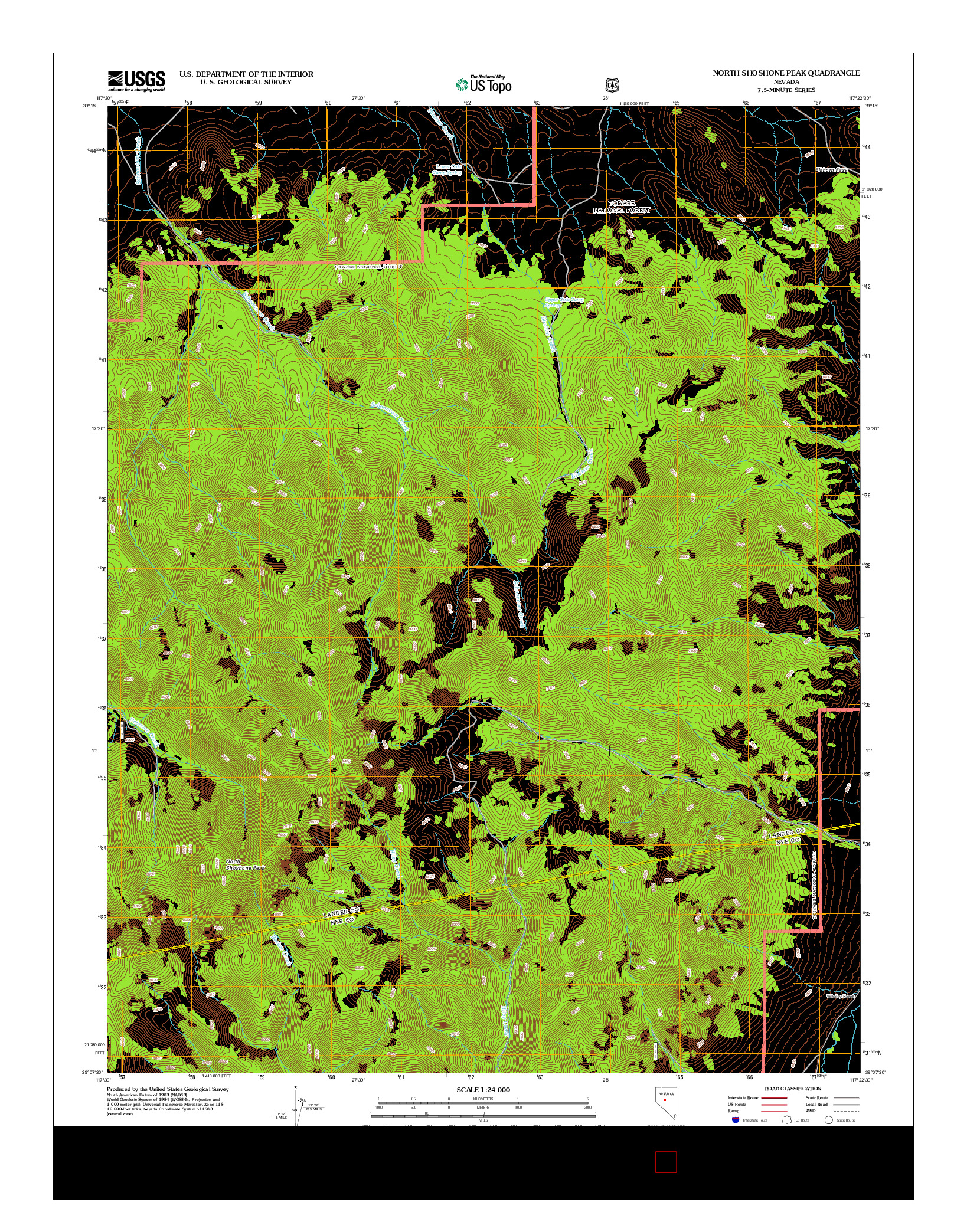 USGS US TOPO 7.5-MINUTE MAP FOR NORTH SHOSHONE PEAK, NV 2012