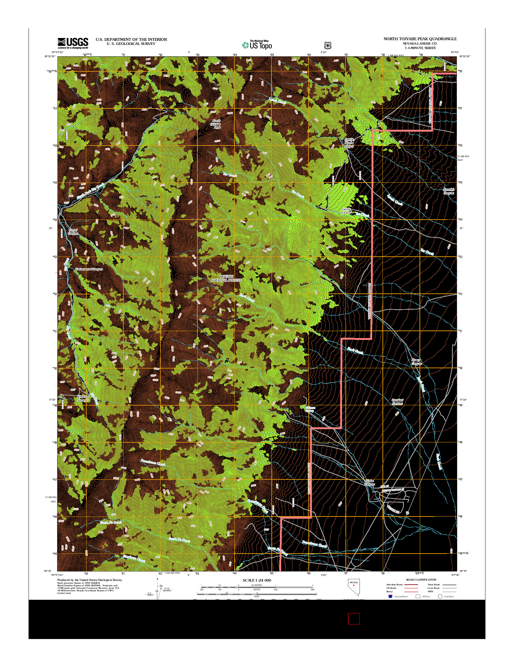 USGS US TOPO 7.5-MINUTE MAP FOR NORTH TOIYABE PEAK, NV 2012