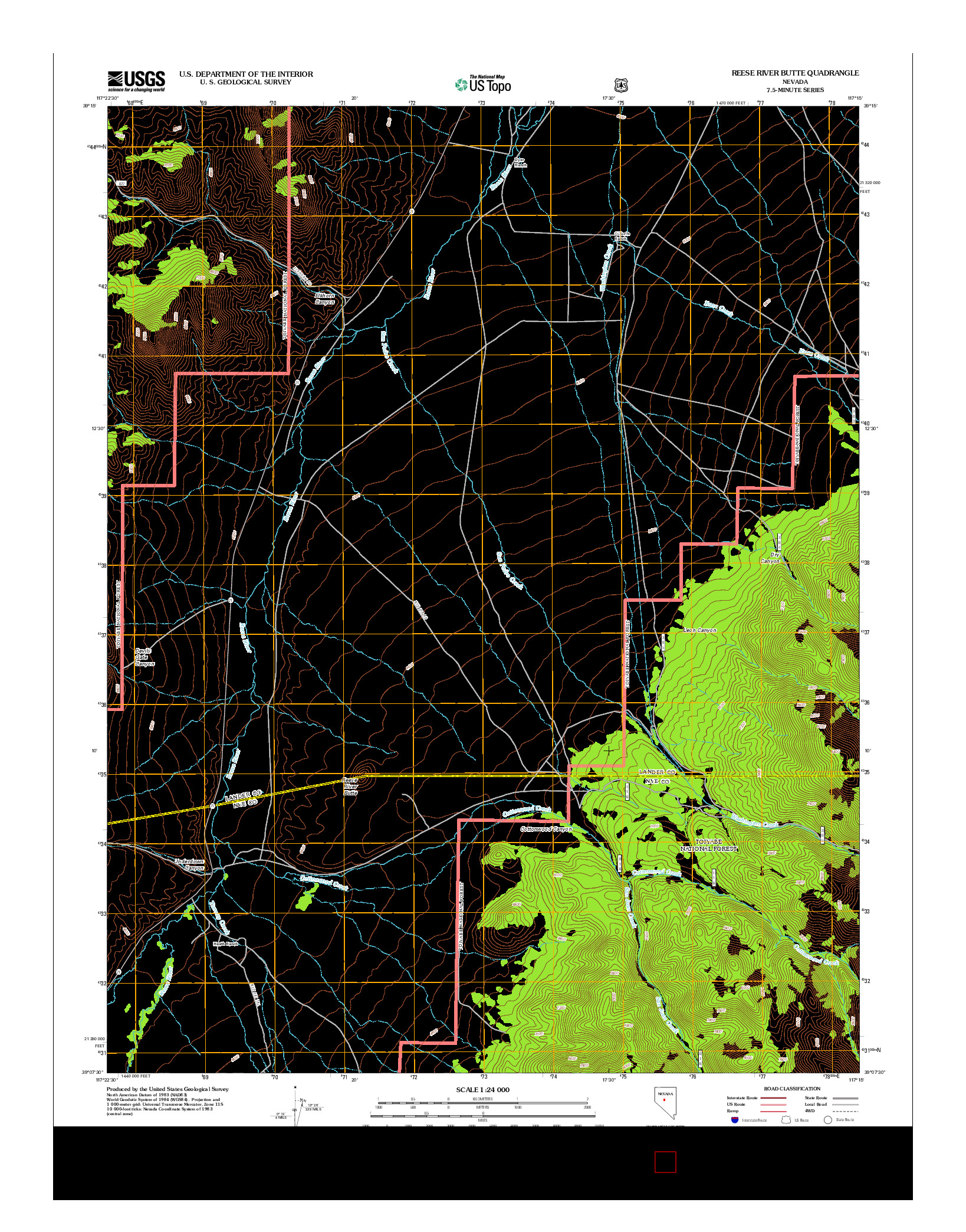 USGS US TOPO 7.5-MINUTE MAP FOR REESE RIVER BUTTE, NV 2012