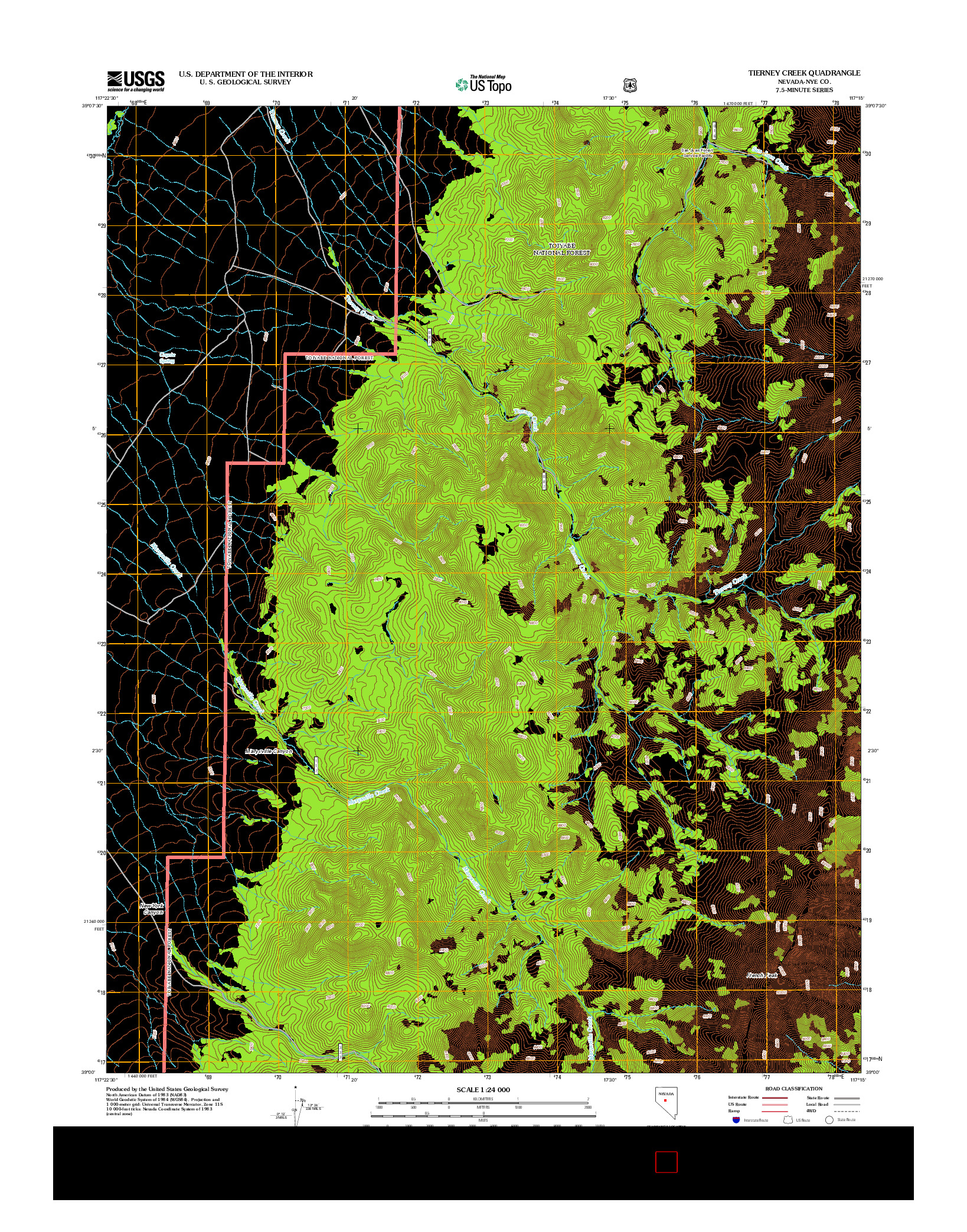 USGS US TOPO 7.5-MINUTE MAP FOR TIERNEY CREEK, NV 2012