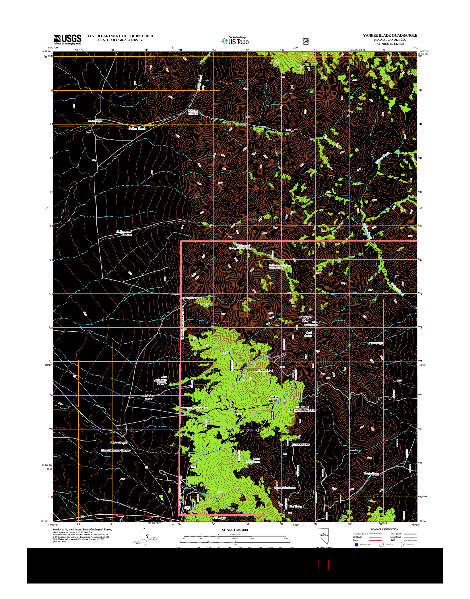 USGS US TOPO 7.5-MINUTE MAP FOR YANKEE BLADE, NV 2012