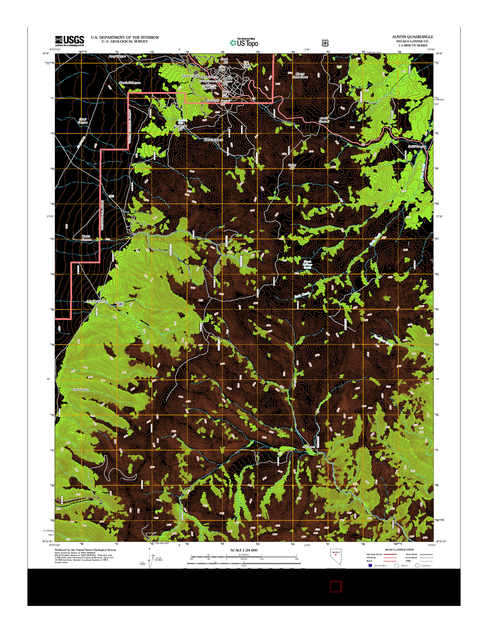 USGS US TOPO 7.5-MINUTE MAP FOR AUSTIN, NV 2012