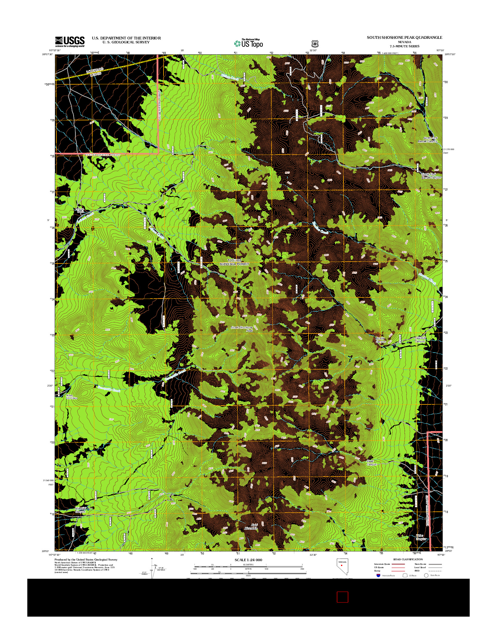 USGS US TOPO 7.5-MINUTE MAP FOR SOUTH SHOSHONE PEAK, NV 2012