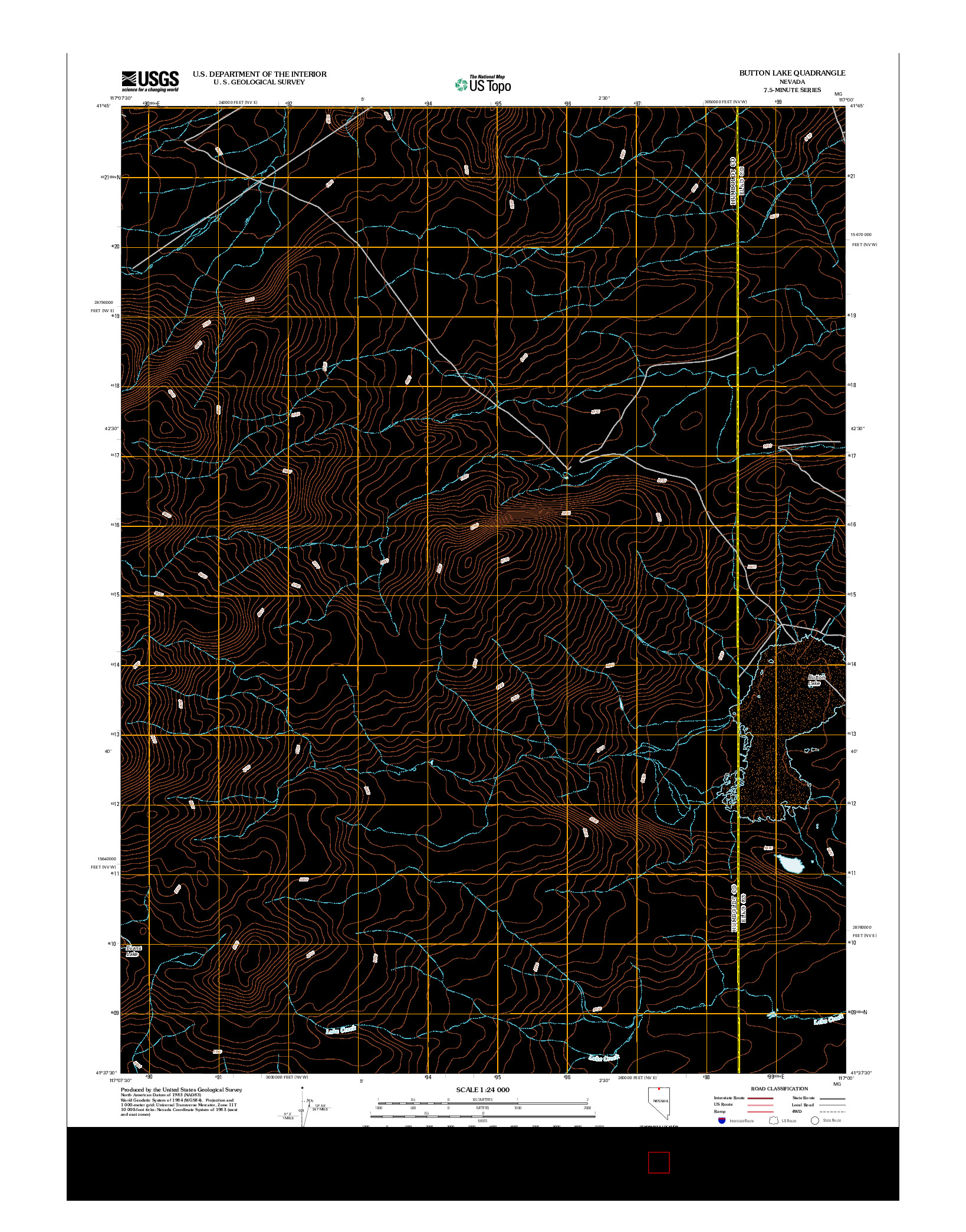 USGS US TOPO 7.5-MINUTE MAP FOR BUTTON LAKE, NV 2012