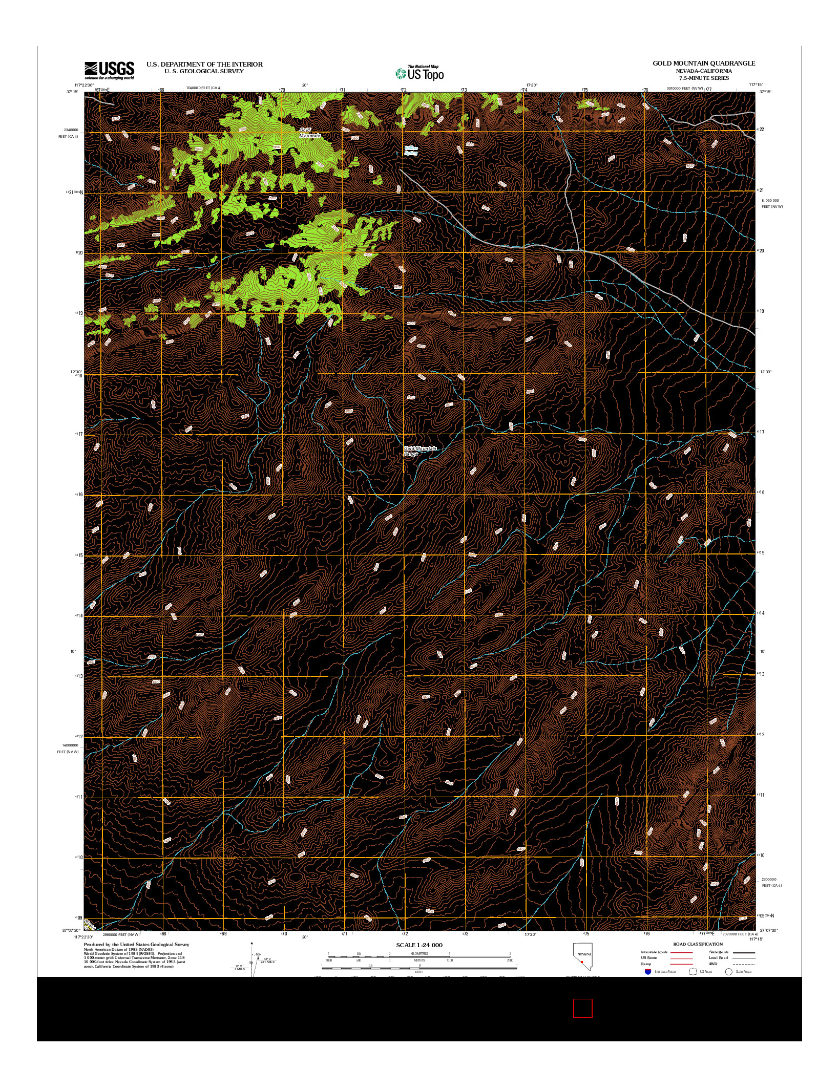 USGS US TOPO 7.5-MINUTE MAP FOR GOLD MOUNTAIN, NV-CA 2012