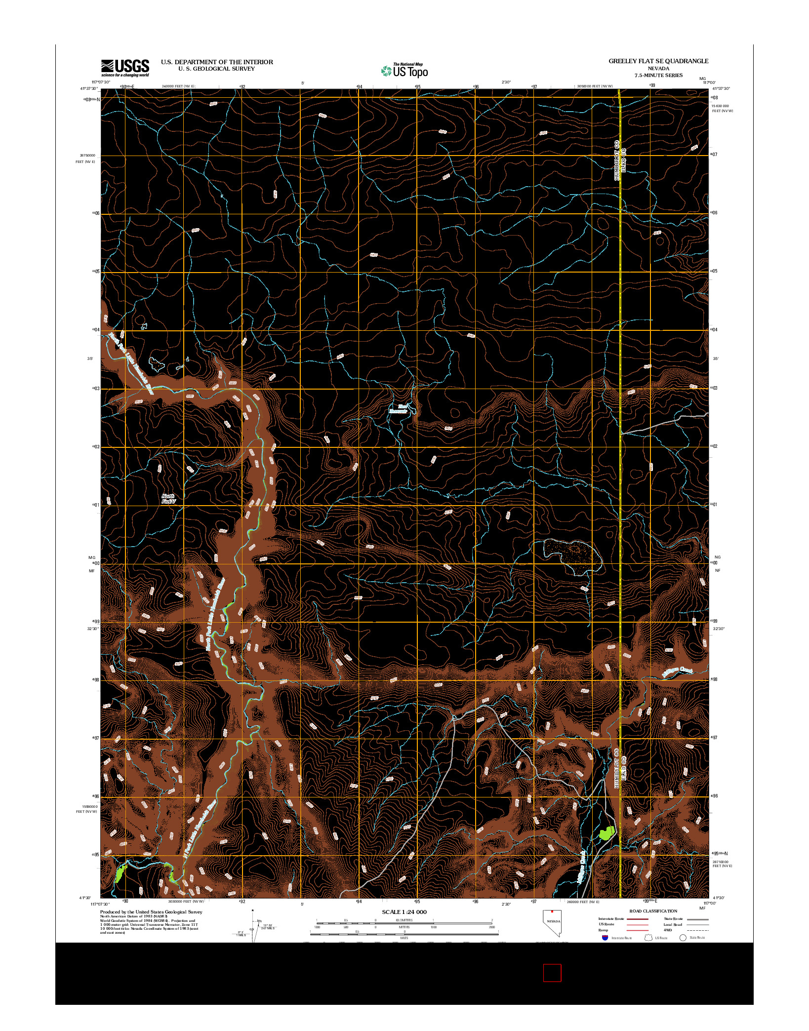 USGS US TOPO 7.5-MINUTE MAP FOR GREELEY FLAT SE, NV 2012