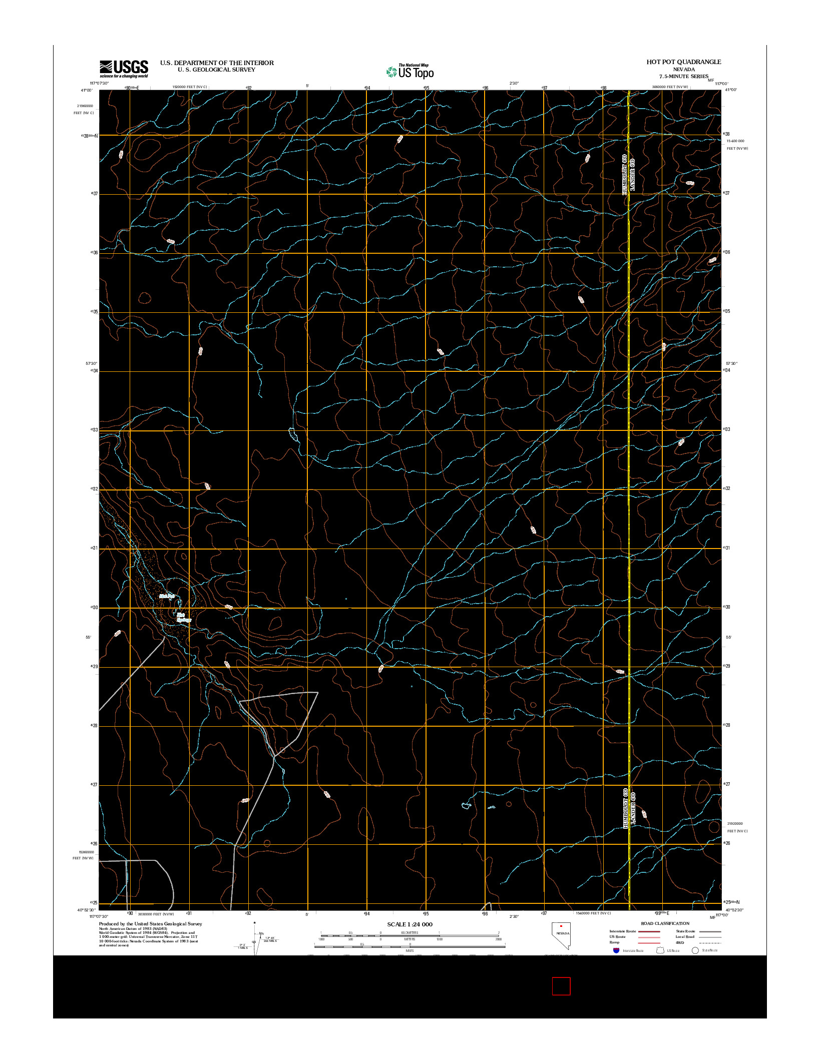 USGS US TOPO 7.5-MINUTE MAP FOR HOT POT, NV 2012