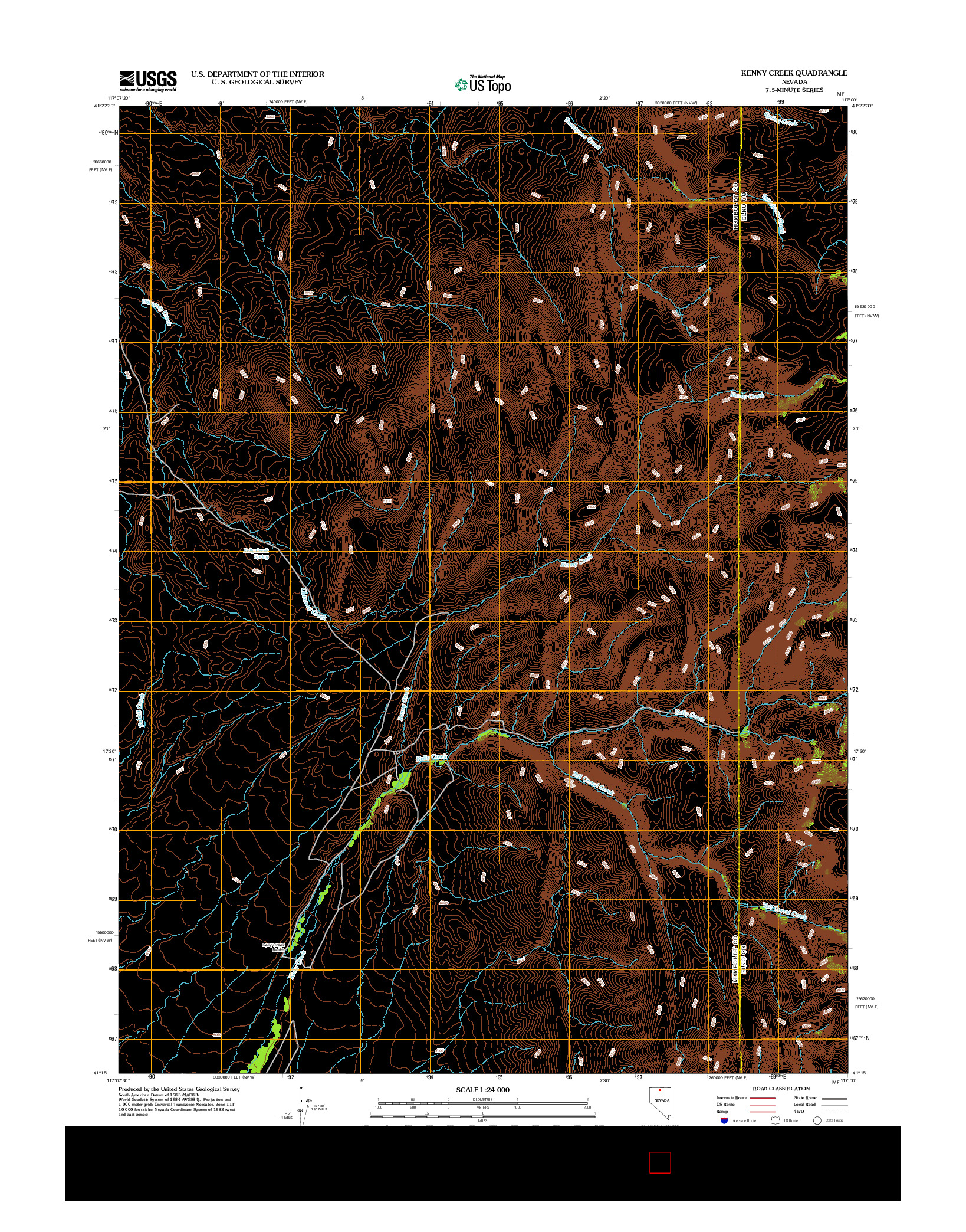 USGS US TOPO 7.5-MINUTE MAP FOR KENNY CREEK, NV 2012