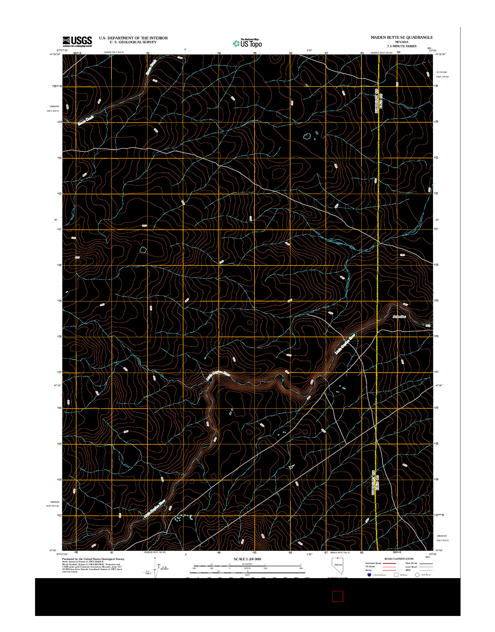 USGS US TOPO 7.5-MINUTE MAP FOR MAIDEN BUTTE SE, NV 2012