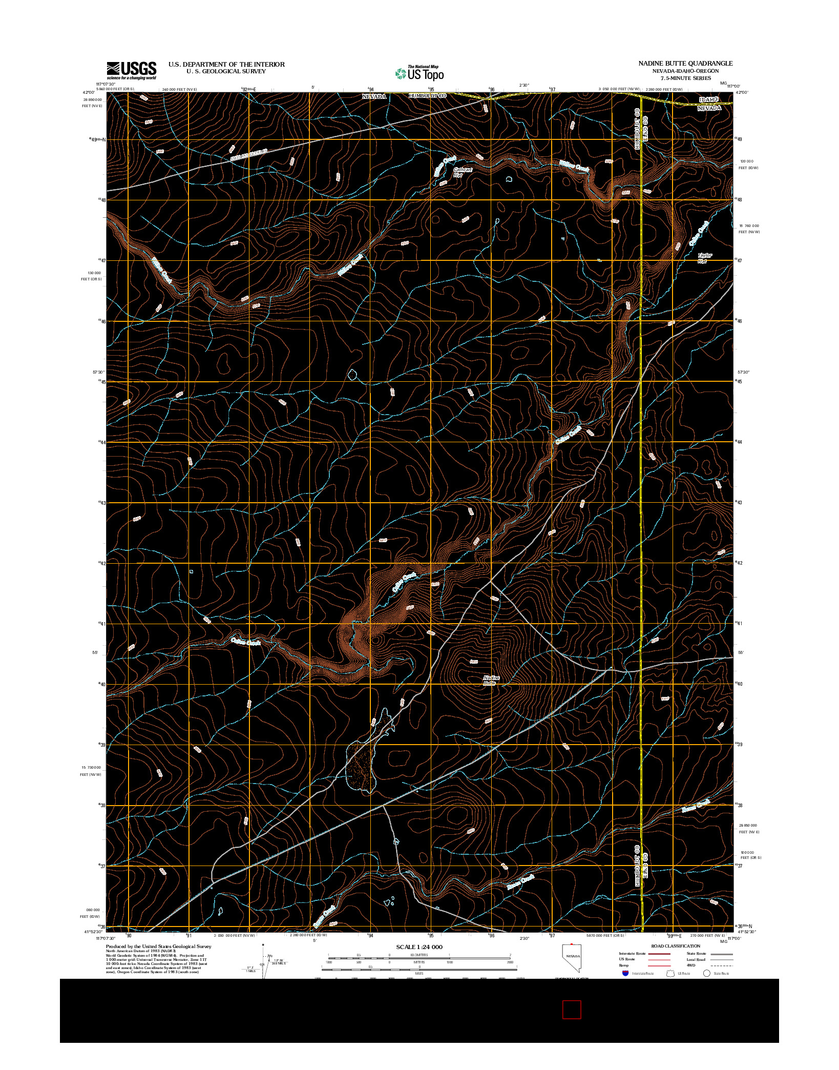 USGS US TOPO 7.5-MINUTE MAP FOR NADINE BUTTE, NV-ID-OR 2012