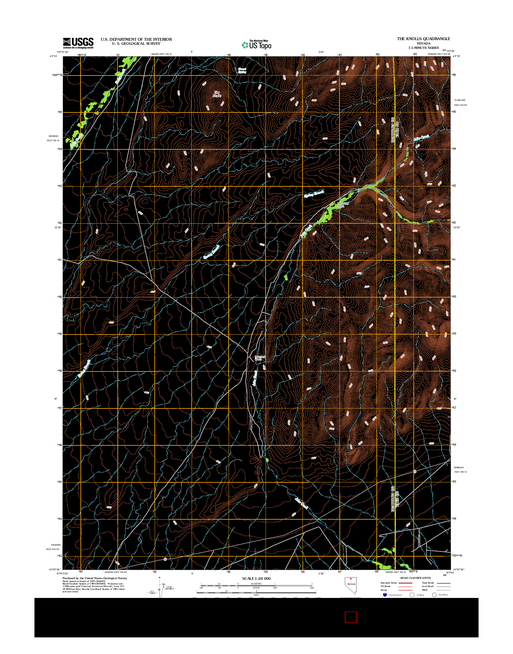 USGS US TOPO 7.5-MINUTE MAP FOR THE KNOLLS, NV 2012