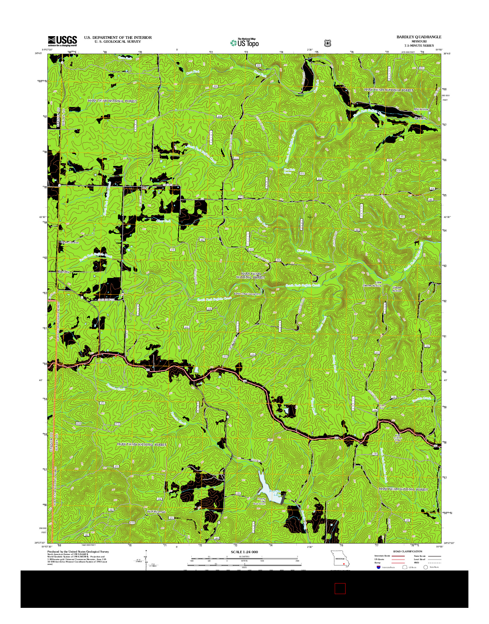 USGS US TOPO 7.5-MINUTE MAP FOR BARDLEY, MO 2012