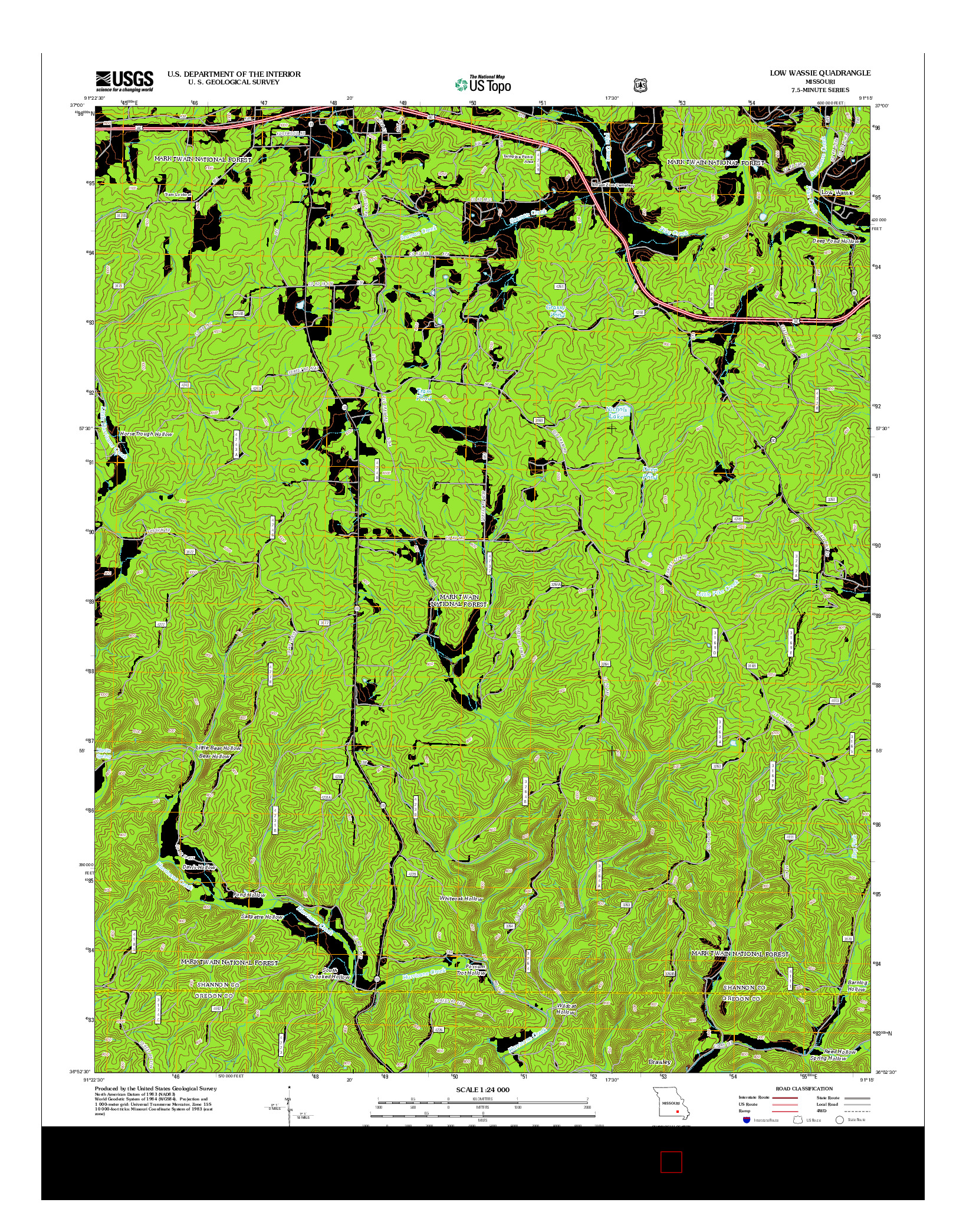 USGS US TOPO 7.5-MINUTE MAP FOR LOW WASSIE, MO 2012