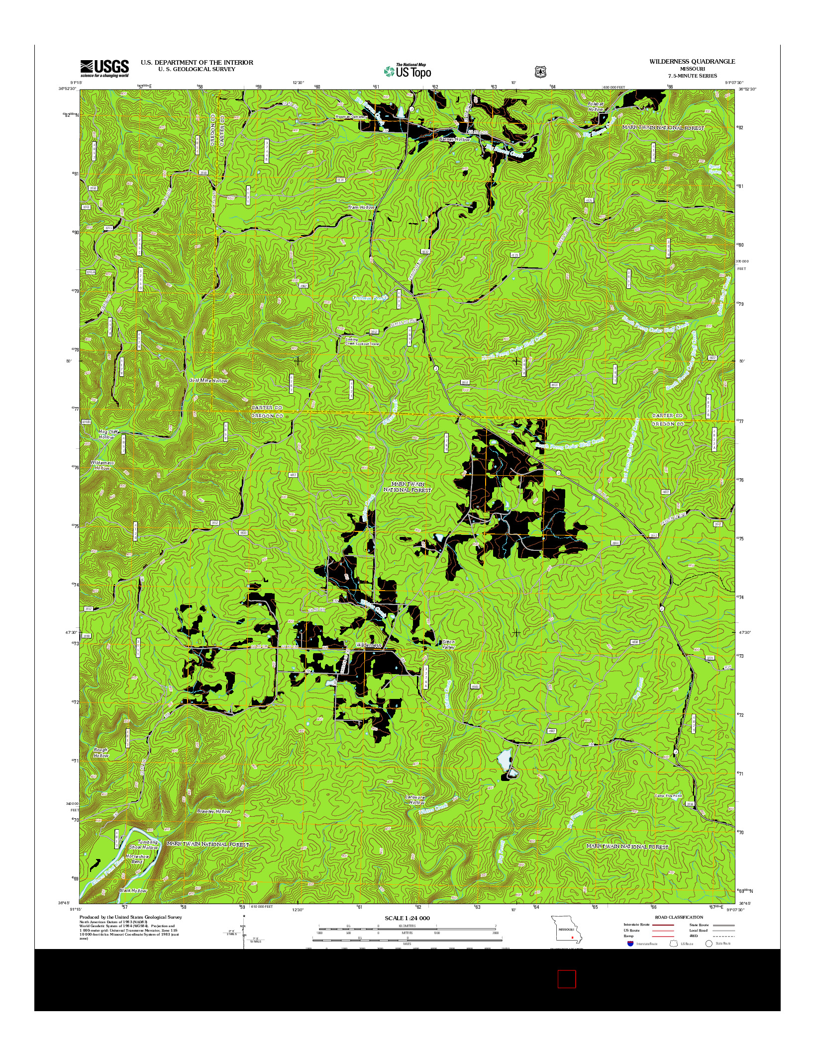 USGS US TOPO 7.5-MINUTE MAP FOR WILDERNESS, MO 2012