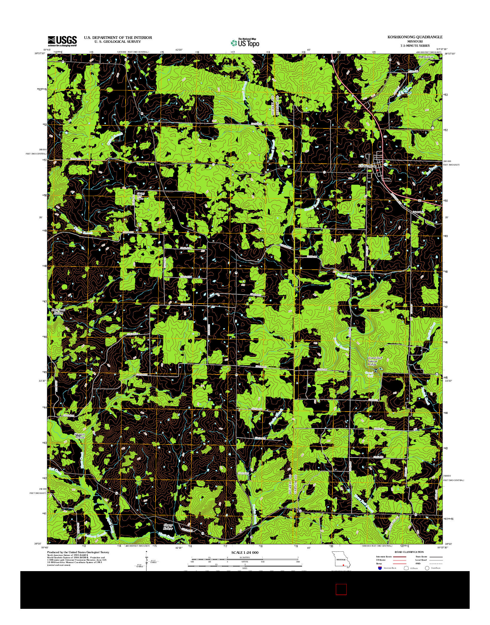 USGS US TOPO 7.5-MINUTE MAP FOR KOSHKONONG, MO 2012