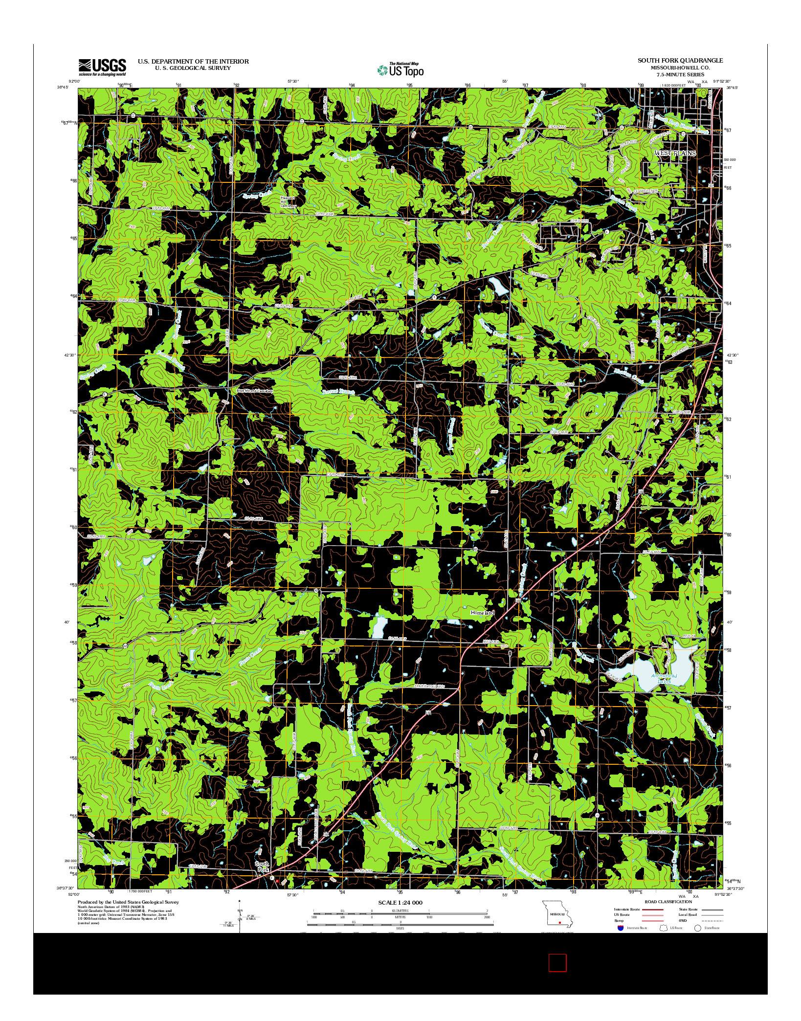 USGS US TOPO 7.5-MINUTE MAP FOR SOUTH FORK, MO 2012