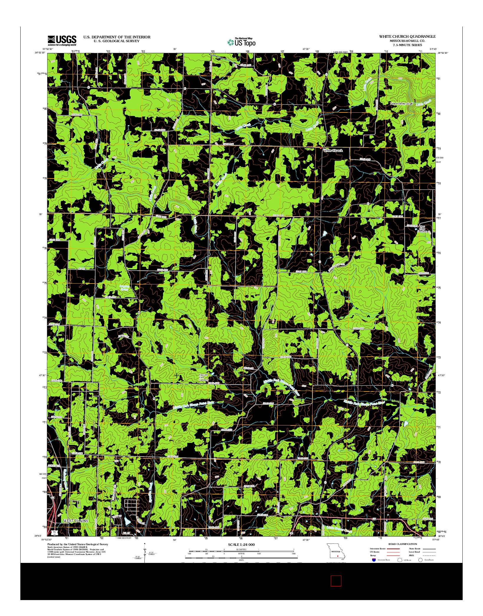 USGS US TOPO 7.5-MINUTE MAP FOR WHITE CHURCH, MO 2012