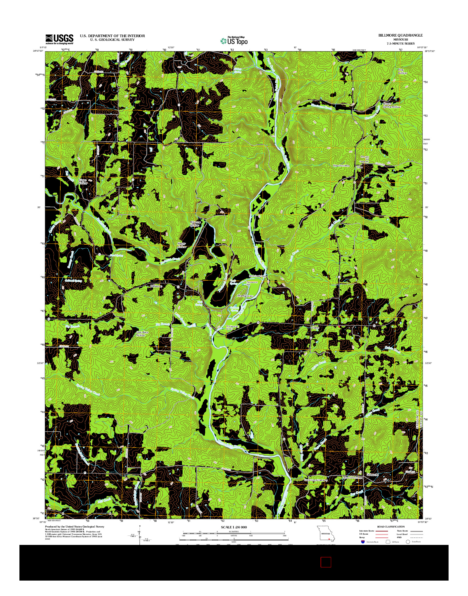 USGS US TOPO 7.5-MINUTE MAP FOR BILLMORE, MO 2012