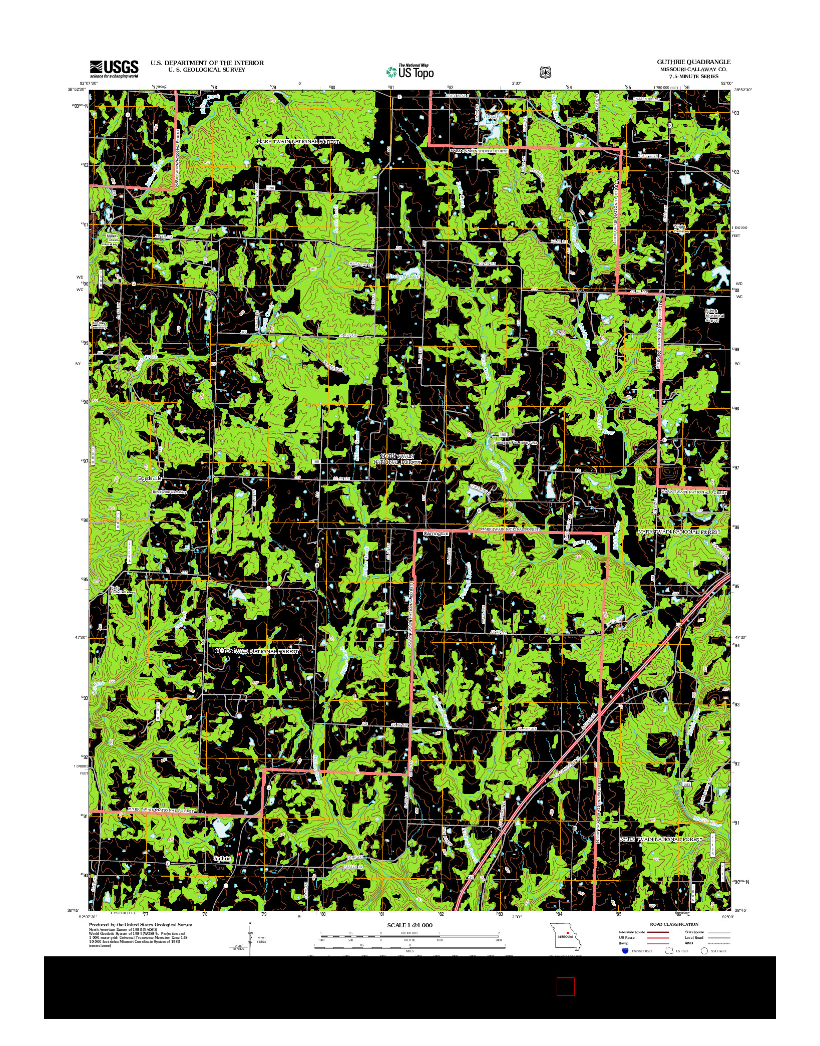 USGS US TOPO 7.5-MINUTE MAP FOR GUTHRIE, MO 2012