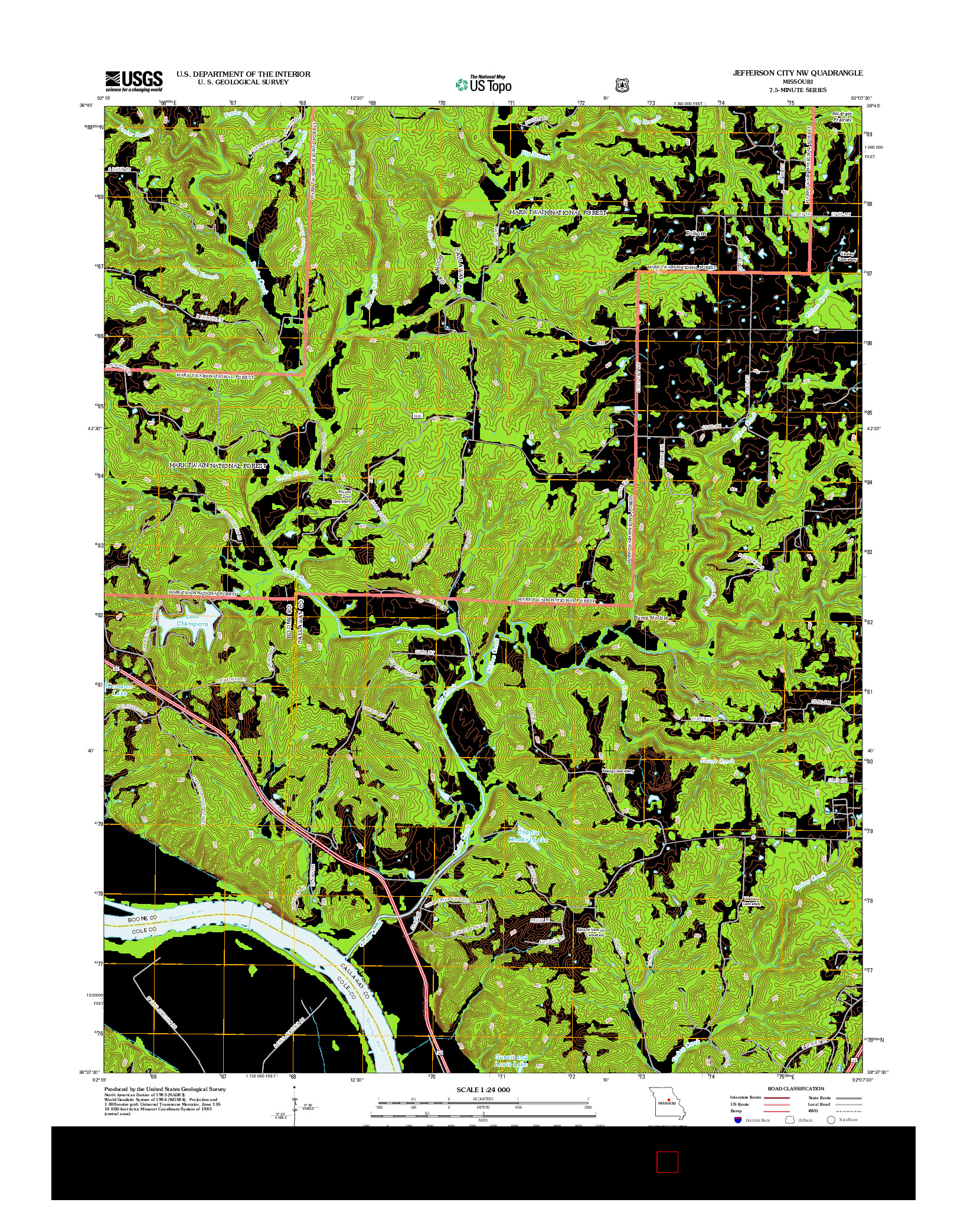 USGS US TOPO 7.5-MINUTE MAP FOR JEFFERSON CITY NW, MO 2012