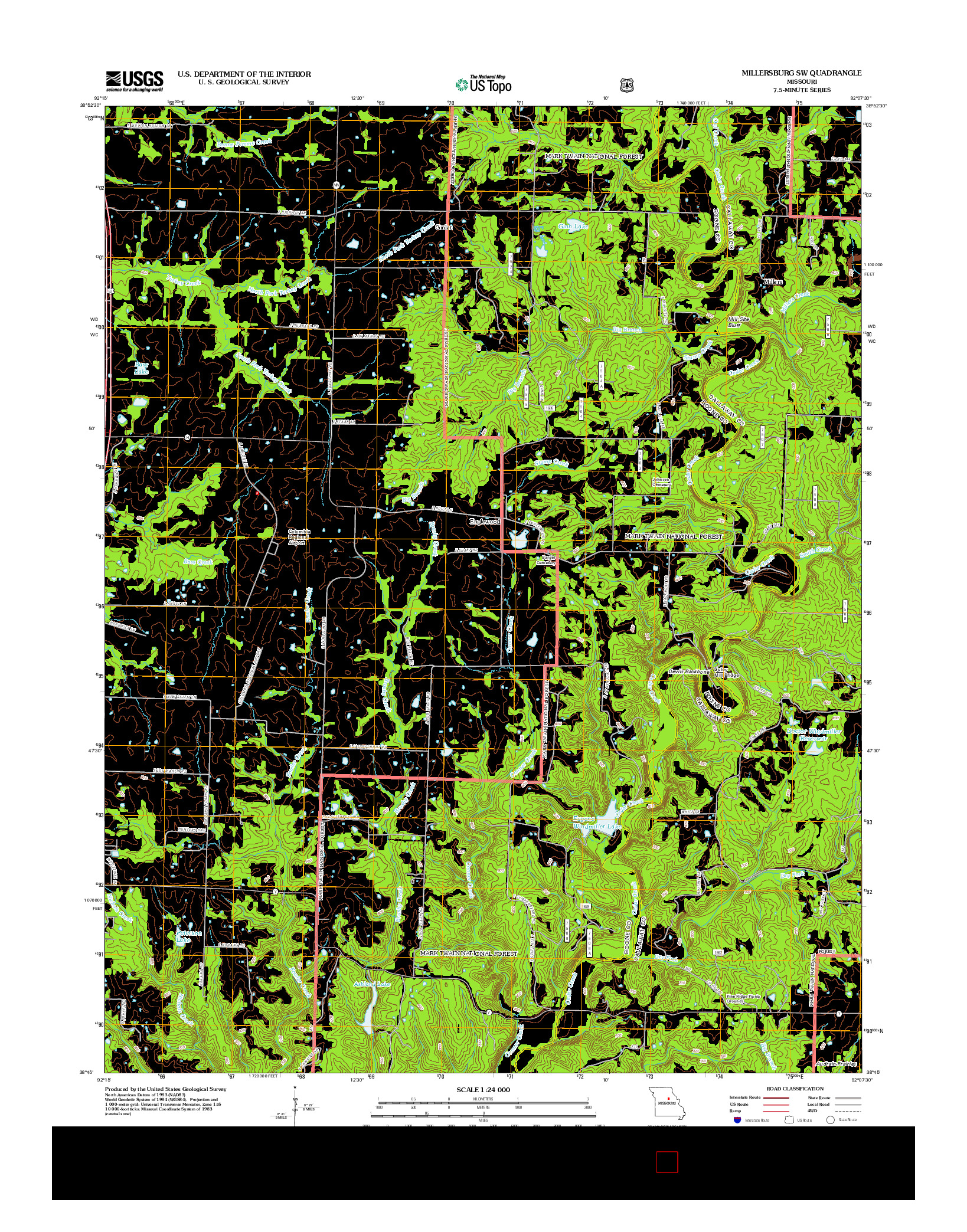 USGS US TOPO 7.5-MINUTE MAP FOR MILLERSBURG SW, MO 2012