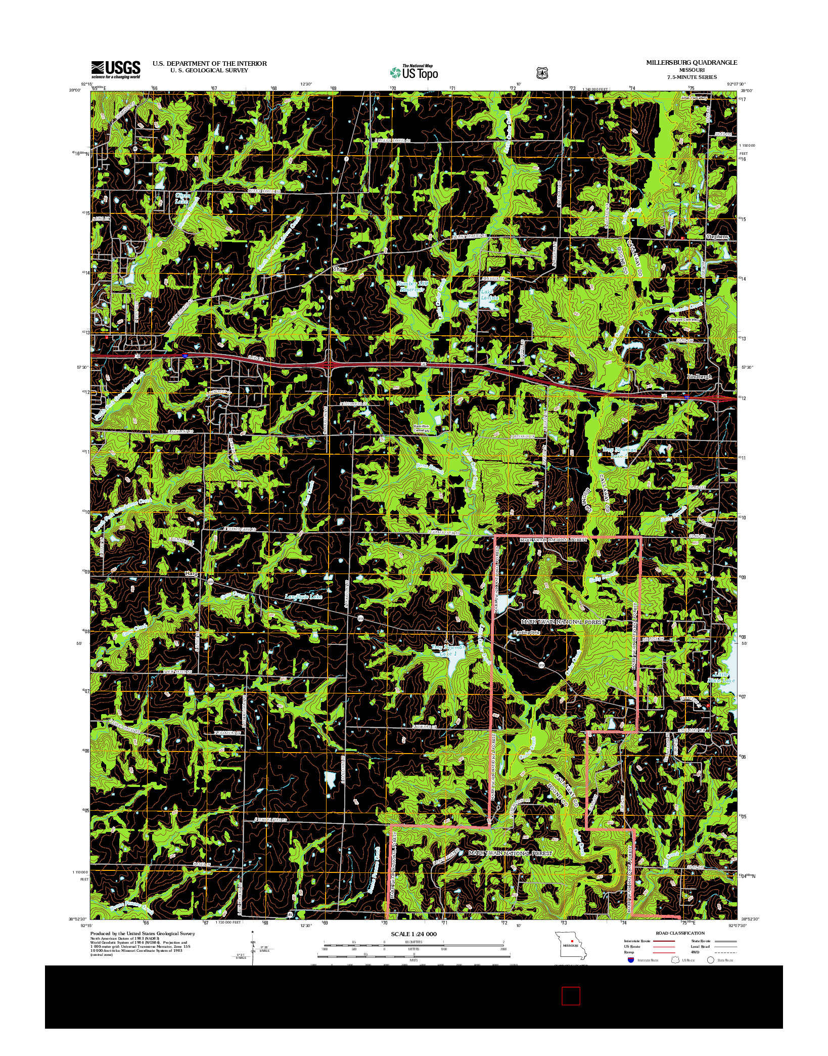 USGS US TOPO 7.5-MINUTE MAP FOR MILLERSBURG, MO 2012