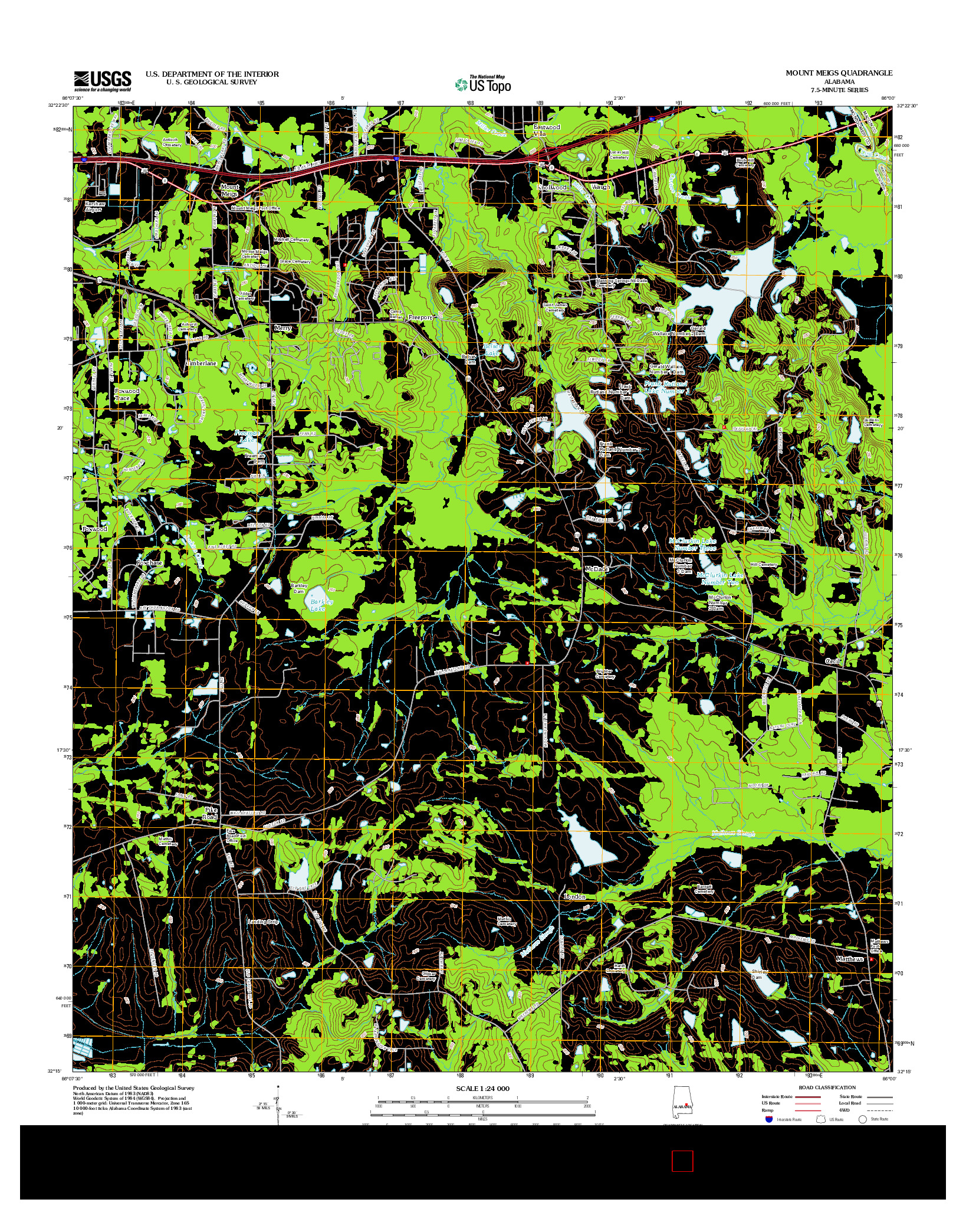 USGS US TOPO 7.5-MINUTE MAP FOR MOUNT MEIGS, AL 2012