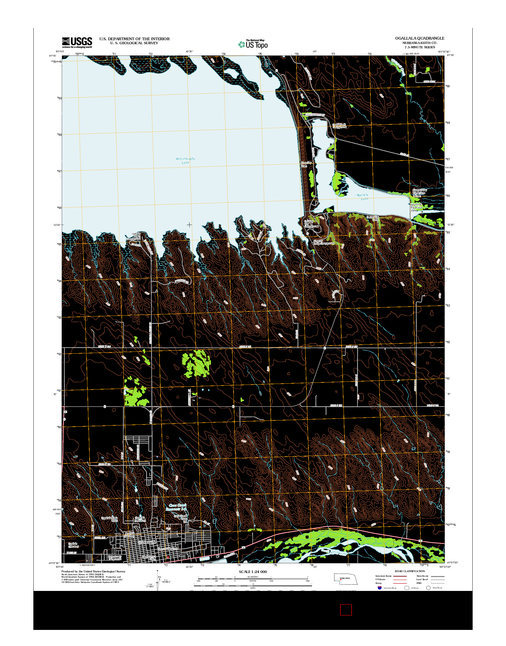 USGS US TOPO 7.5-MINUTE MAP FOR OGALLALA, NE 2012