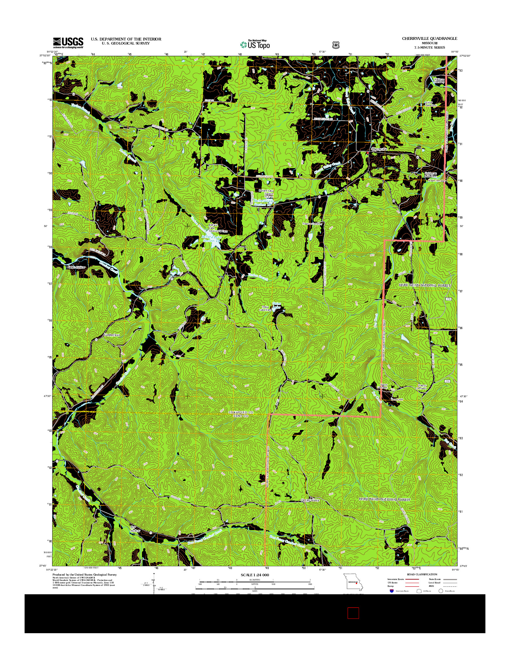 USGS US TOPO 7.5-MINUTE MAP FOR CHERRYVILLE, MO 2012