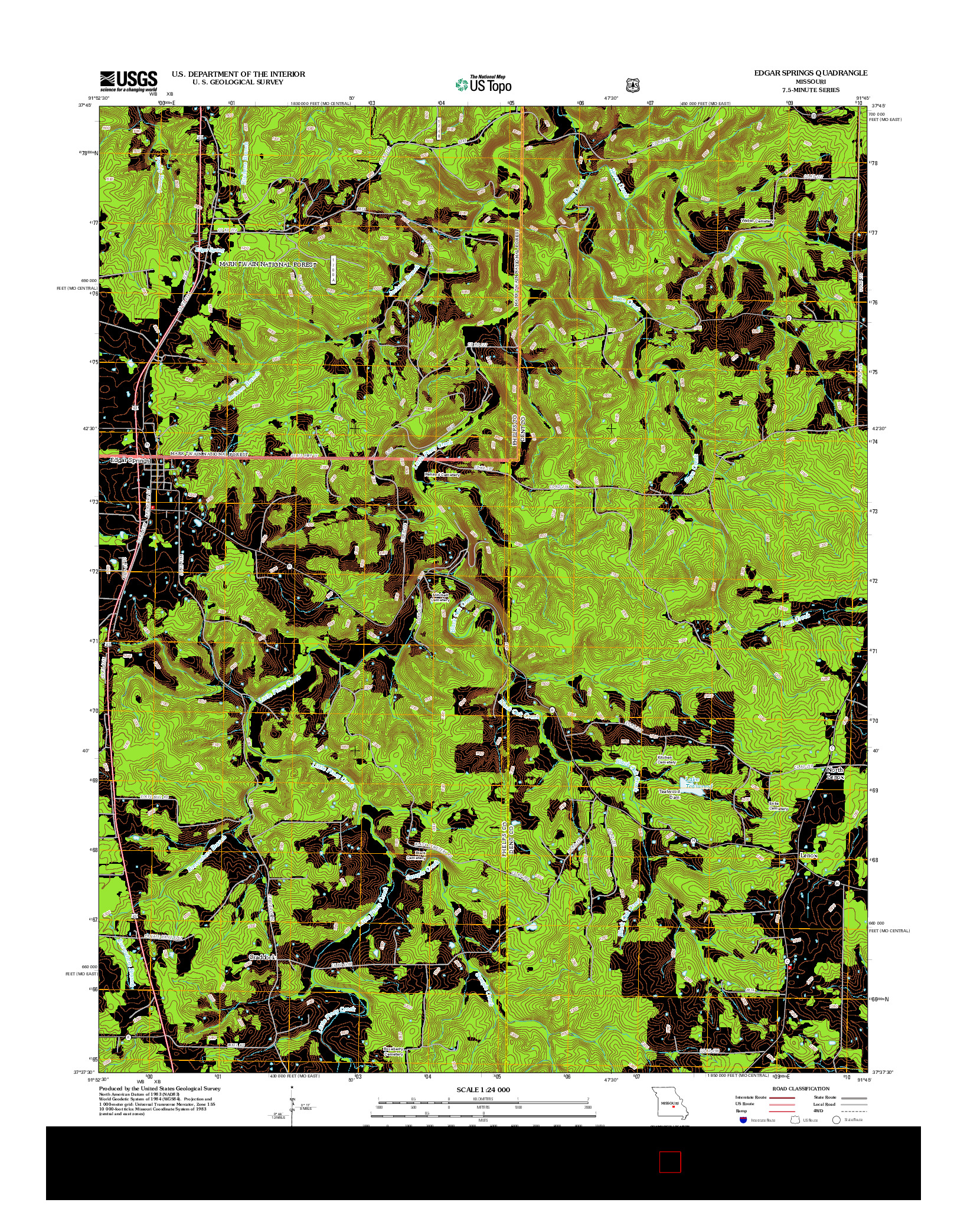 USGS US TOPO 7.5-MINUTE MAP FOR EDGAR SPRINGS, MO 2012