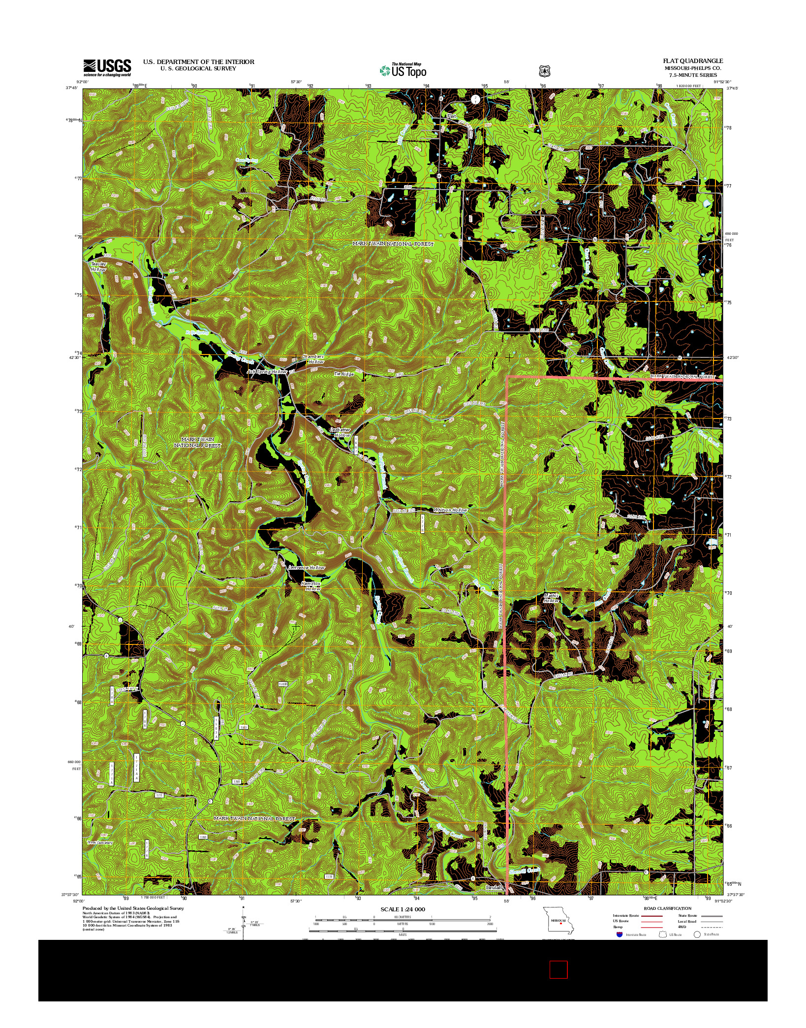 USGS US TOPO 7.5-MINUTE MAP FOR FLAT, MO 2012