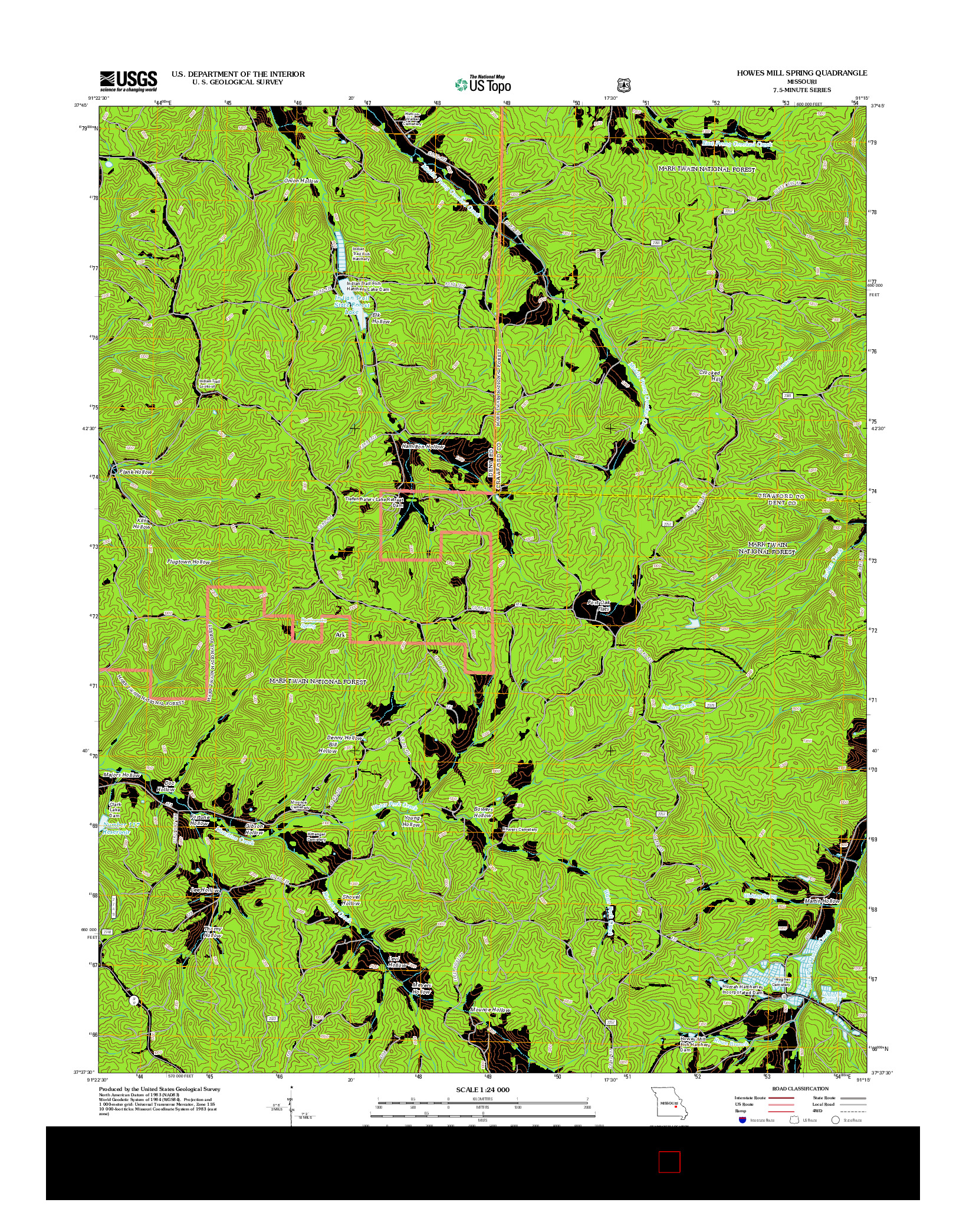 USGS US TOPO 7.5-MINUTE MAP FOR HOWES MILL SPRING, MO 2012