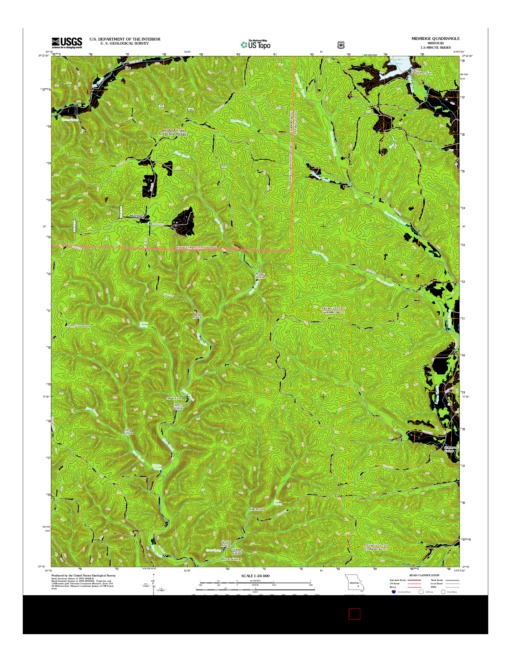USGS US TOPO 7.5-MINUTE MAP FOR MIDRIDGE, MO 2012