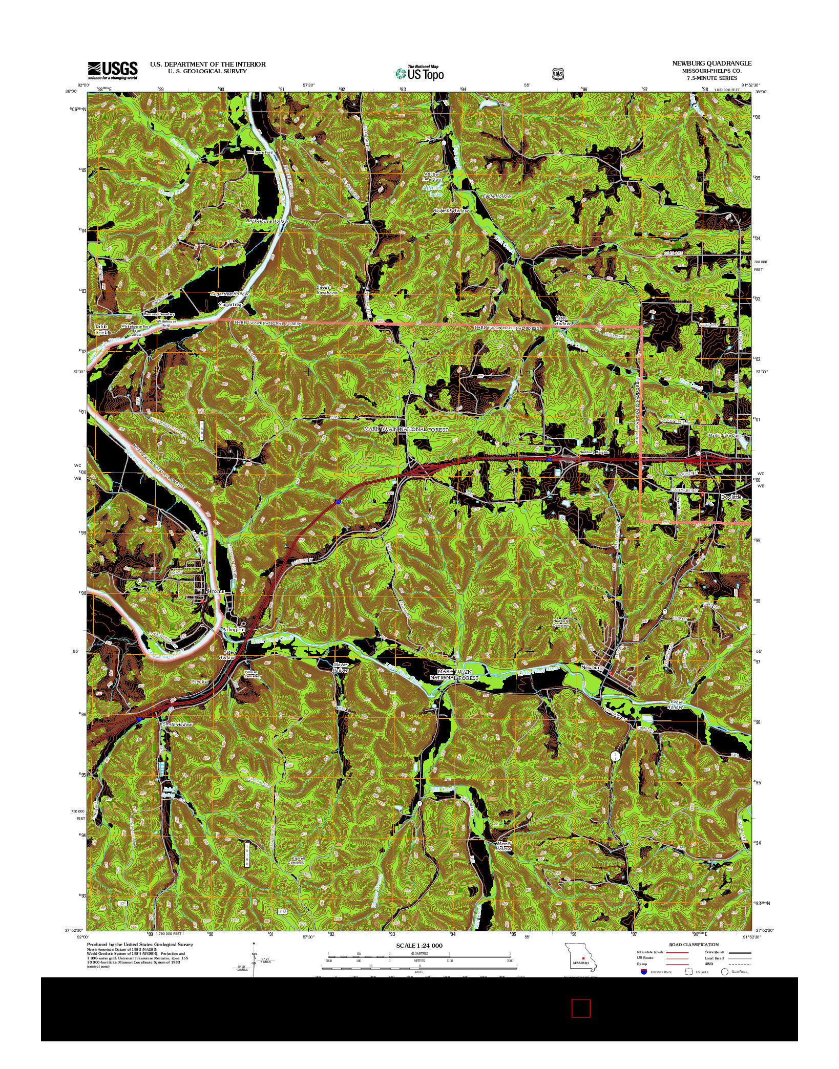 USGS US TOPO 7.5-MINUTE MAP FOR NEWBURG, MO 2012