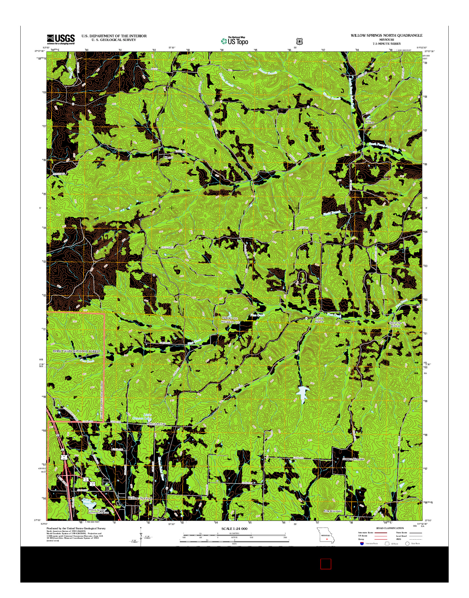 USGS US TOPO 7.5-MINUTE MAP FOR WILLOW SPRINGS NORTH, MO 2012