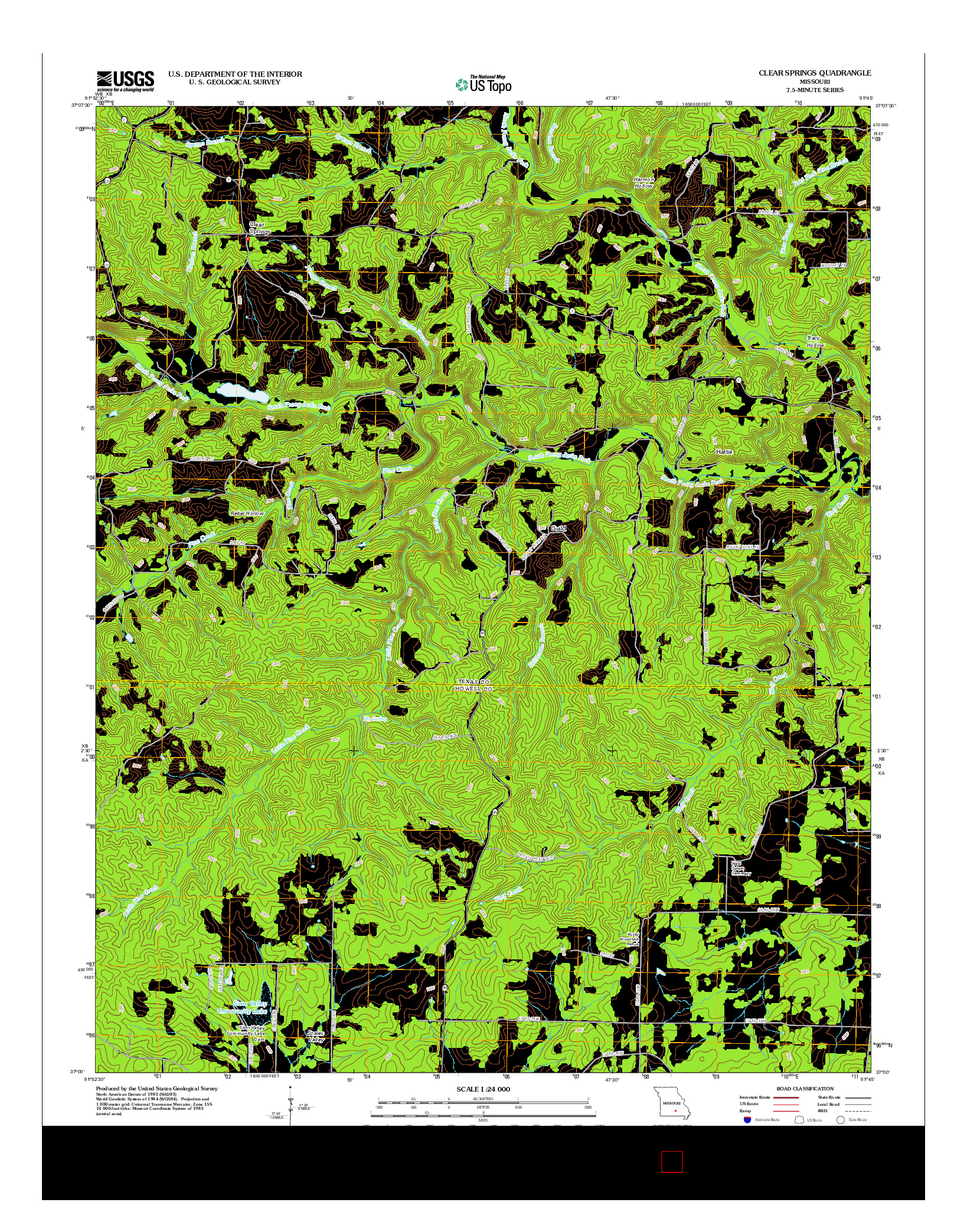 USGS US TOPO 7.5-MINUTE MAP FOR CLEAR SPRINGS, MO 2012