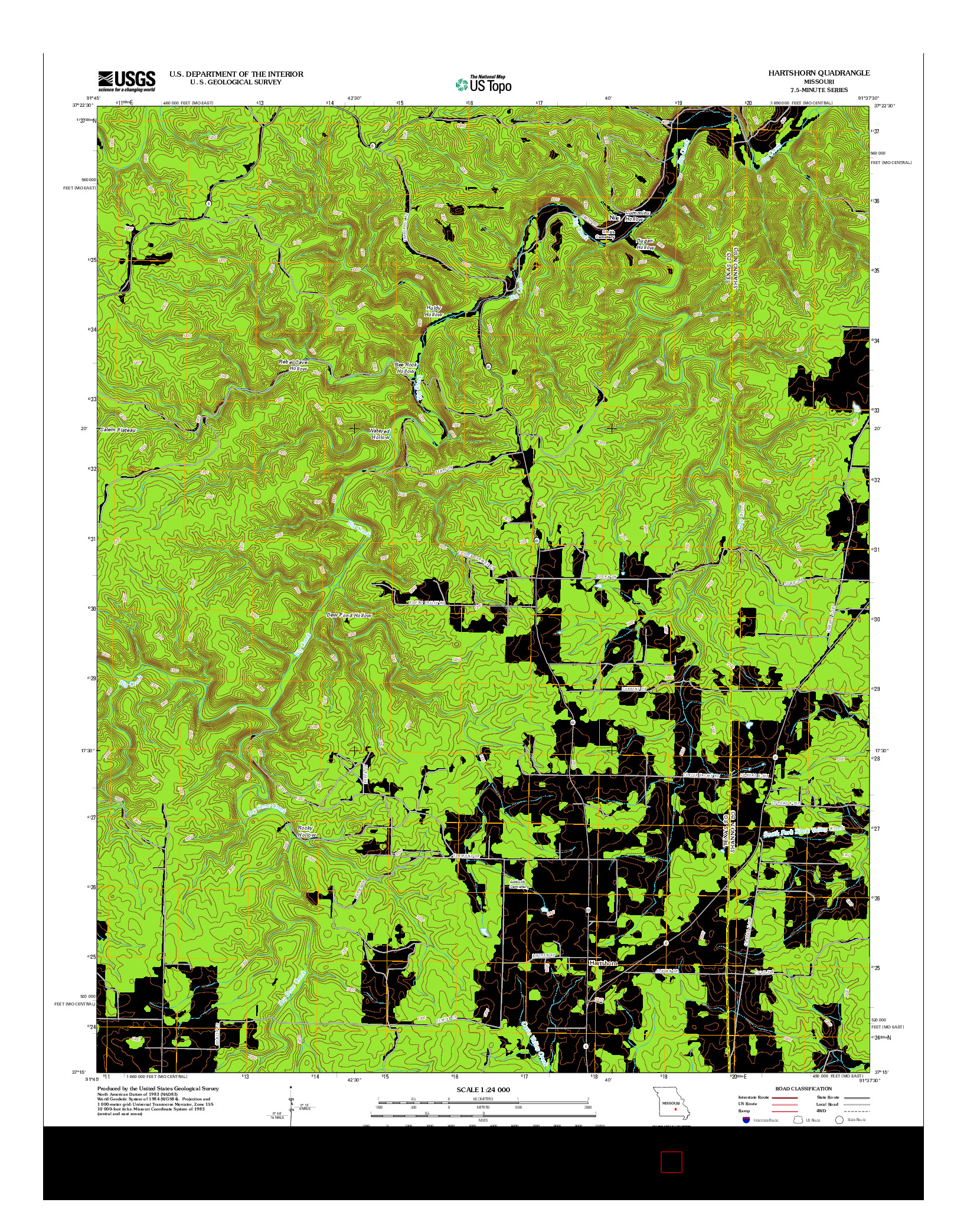 USGS US TOPO 7.5-MINUTE MAP FOR HARTSHORN, MO 2012