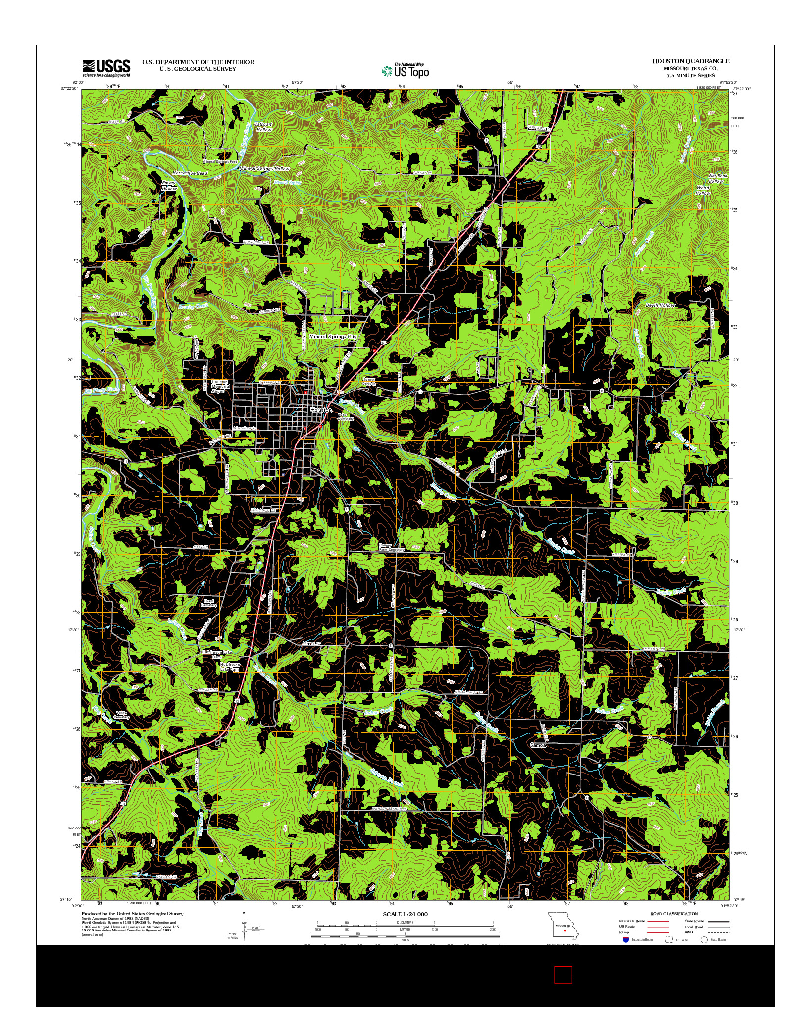 USGS US TOPO 7.5-MINUTE MAP FOR HOUSTON, MO 2012