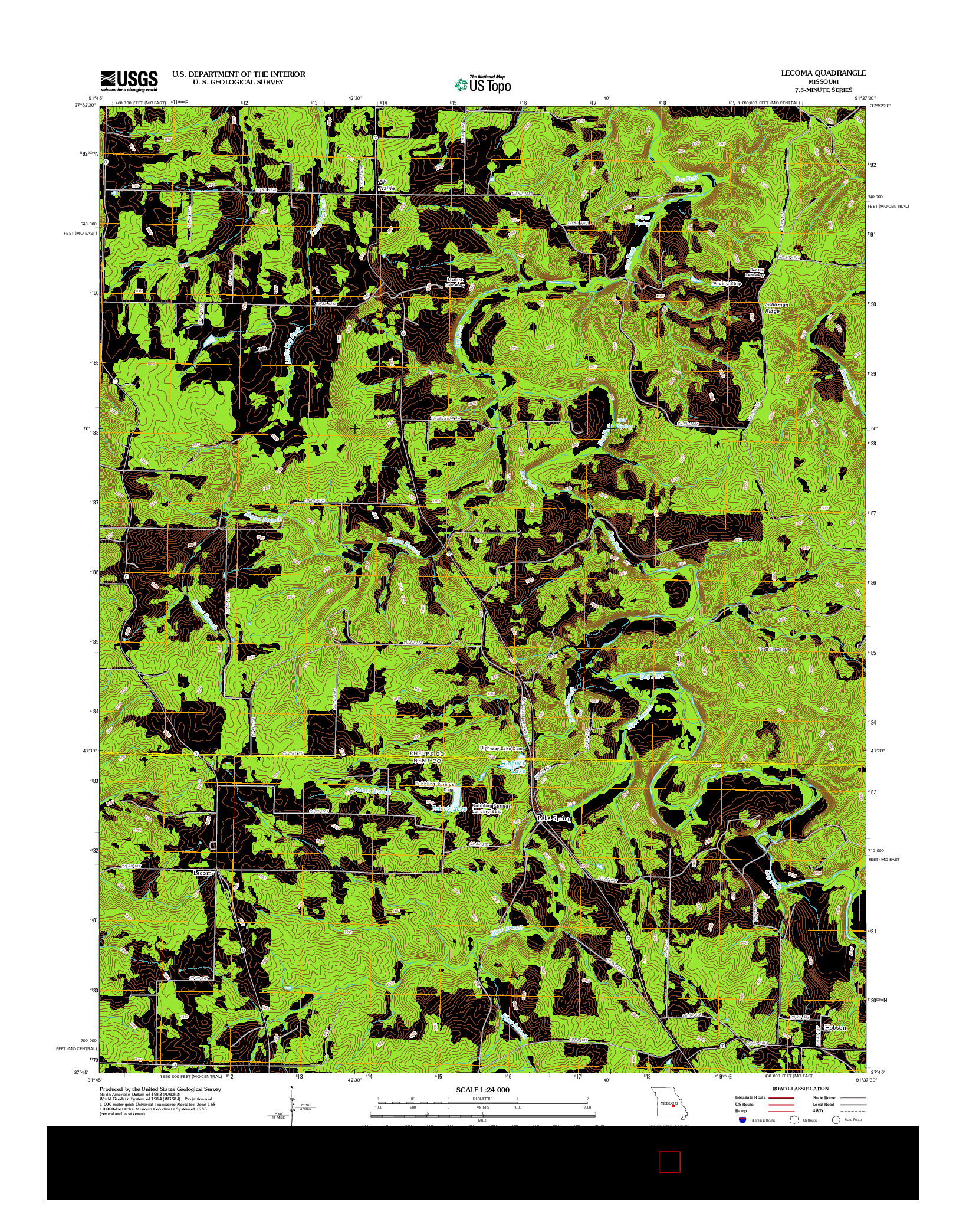 USGS US TOPO 7.5-MINUTE MAP FOR LECOMA, MO 2012