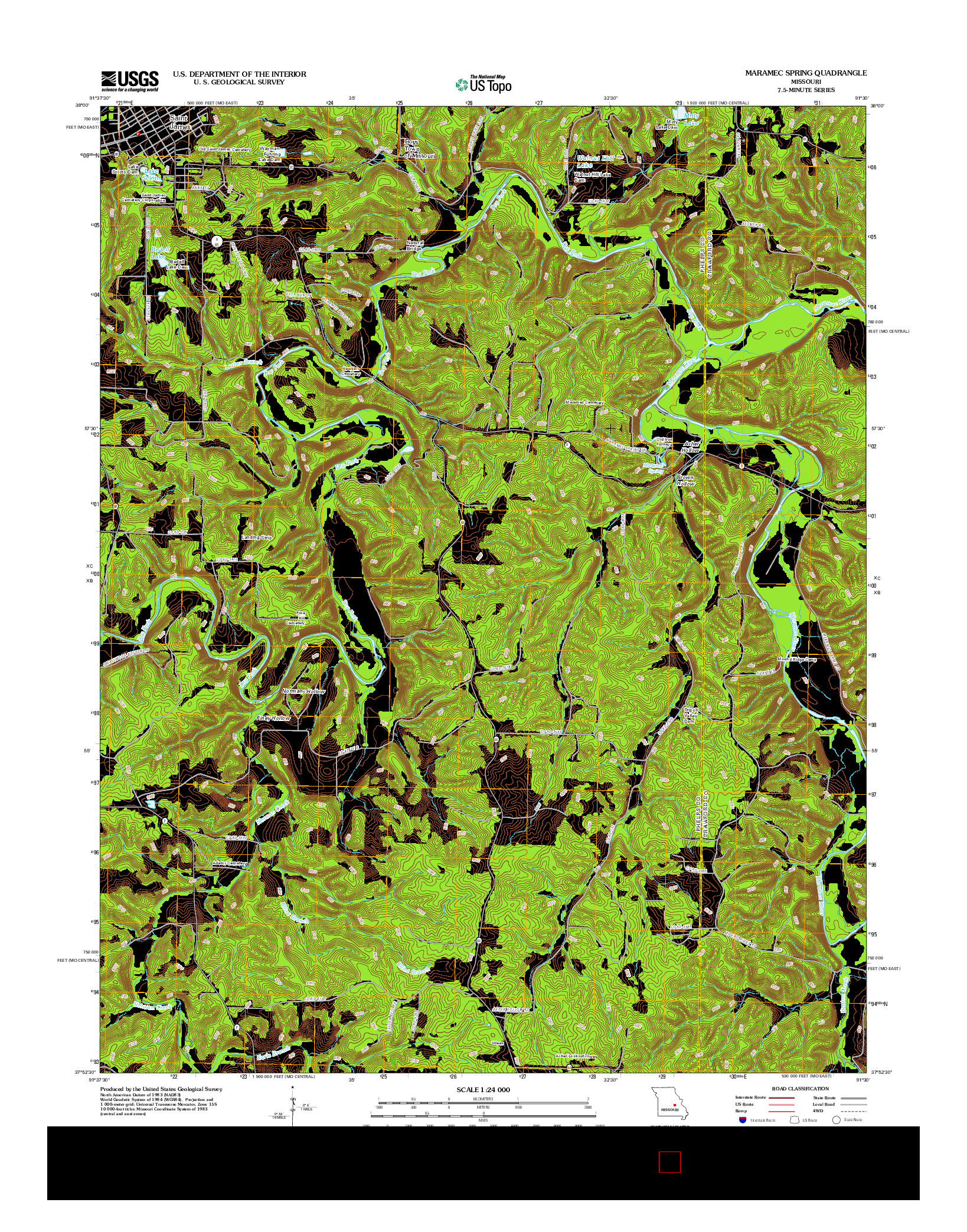 USGS US TOPO 7.5-MINUTE MAP FOR MARAMEC SPRING, MO 2012