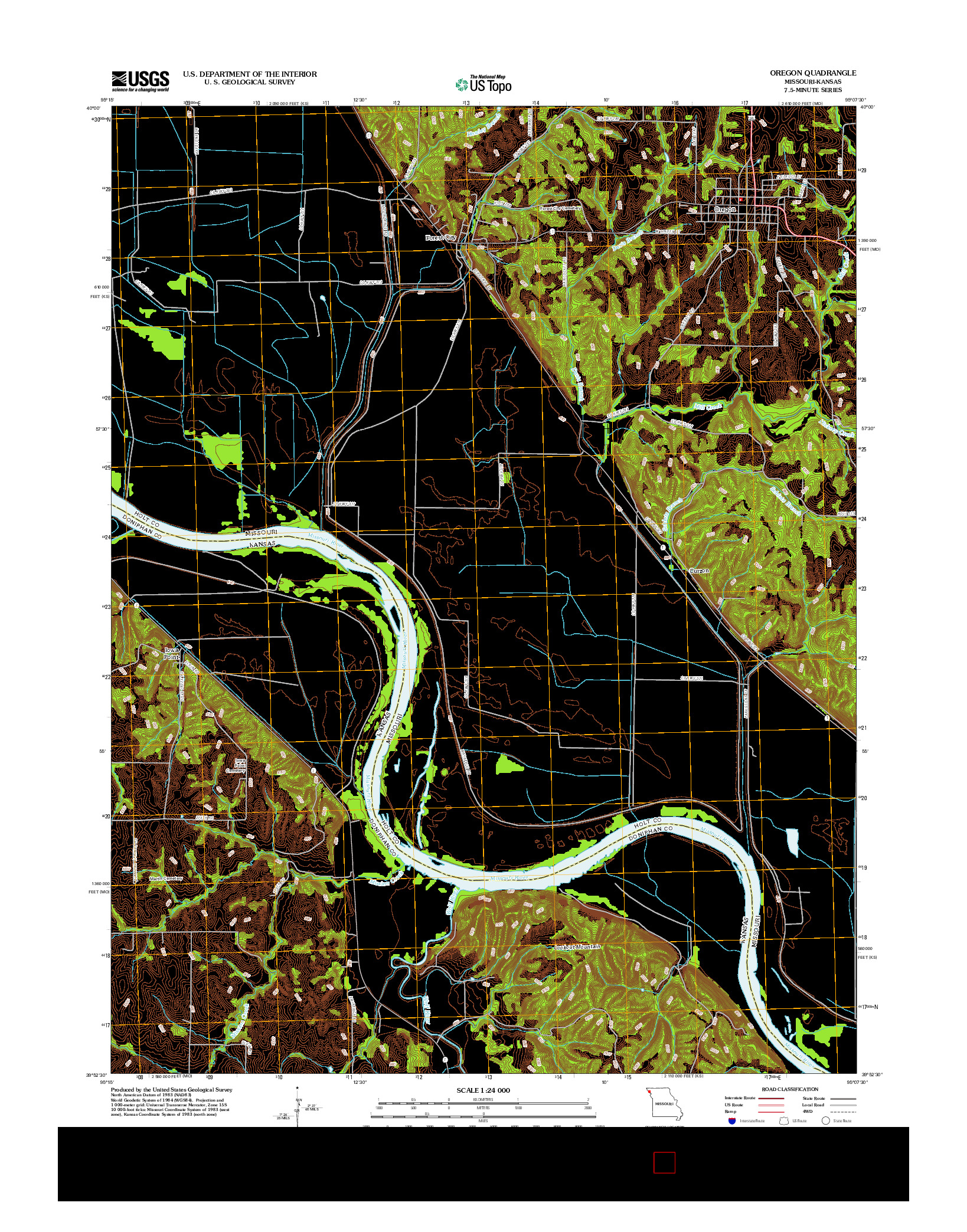 USGS US TOPO 7.5-MINUTE MAP FOR OREGON, MO-KS 2012