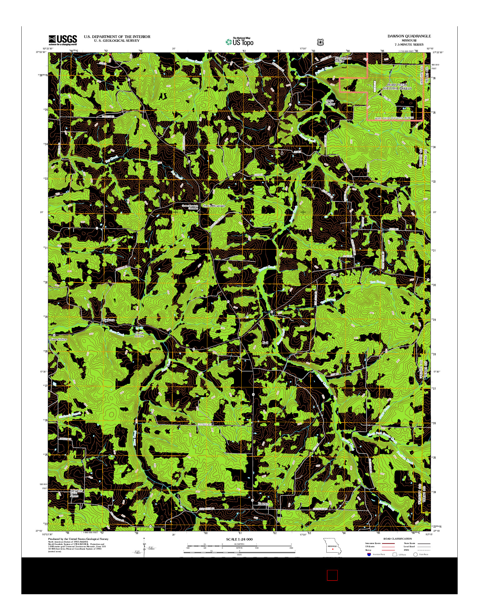 USGS US TOPO 7.5-MINUTE MAP FOR DAWSON, MO 2012