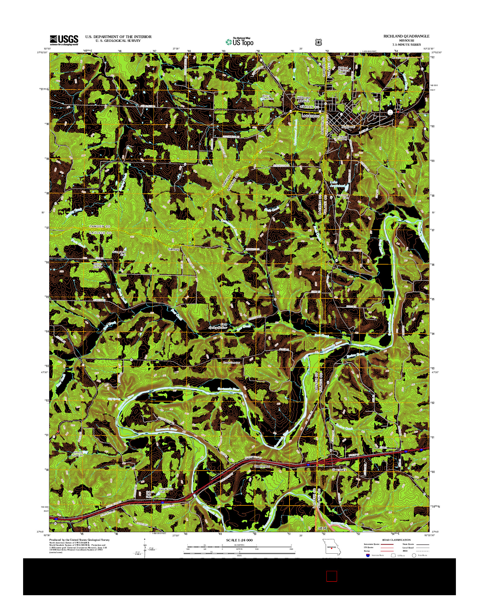 USGS US TOPO 7.5-MINUTE MAP FOR RICHLAND, MO 2012